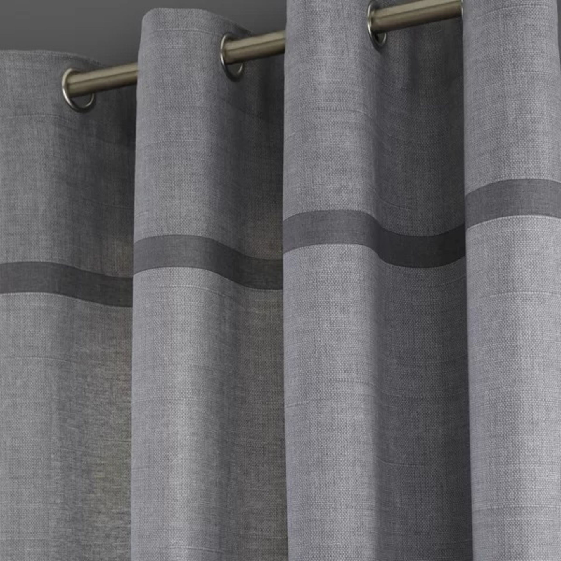 RRP £39.99 - Melville Eyelet Curtains - 168 W x 183 D cm, Colour: Grey - Image 2 of 2