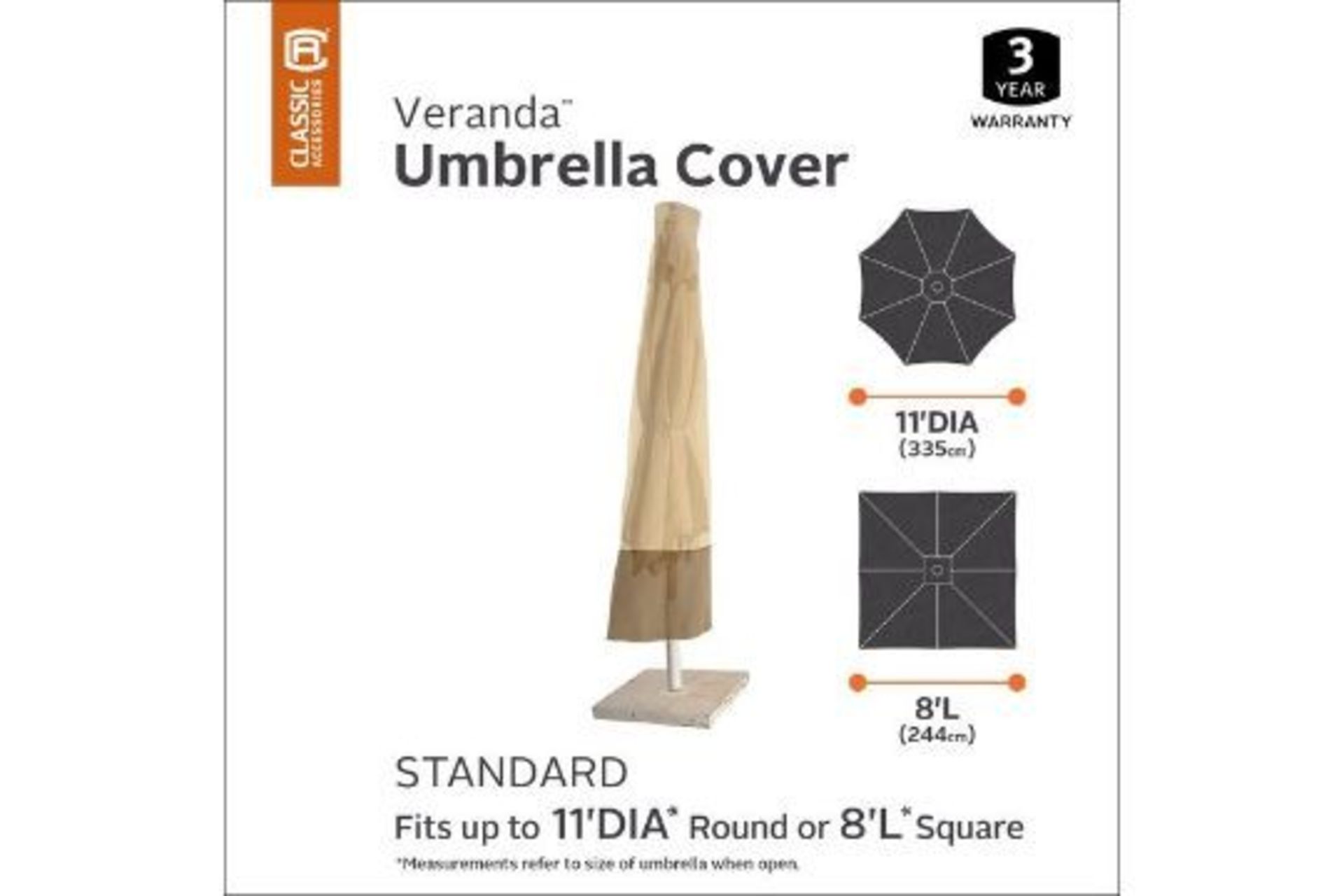 RRP £65.99 - Veranda Parasol Cover - 190.5cm H x 59.69cm W x 59.69cm D - Image 3 of 3