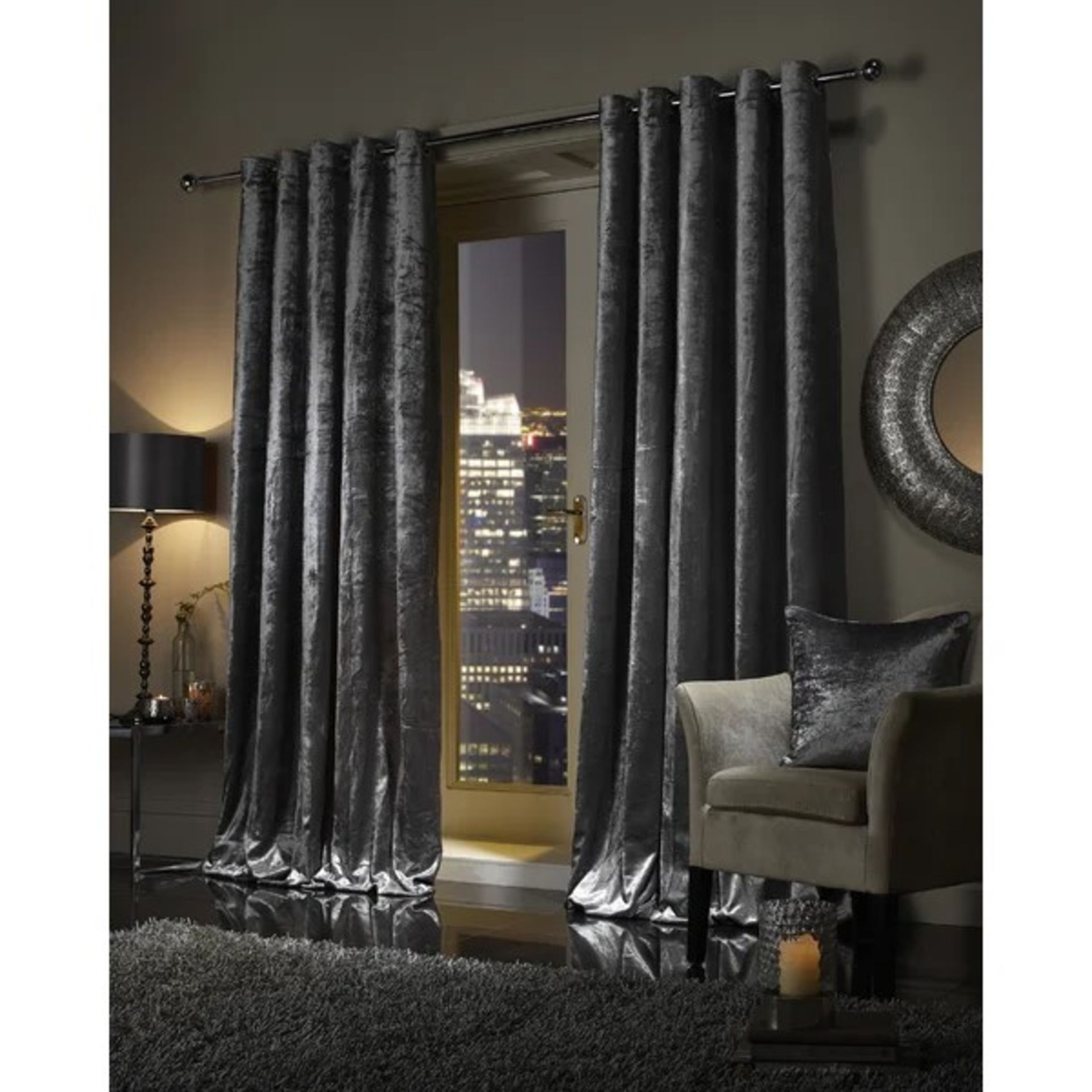 RRP £100.00 - Seay Eyelet Room Darkening Thermal Curtains - Colour: Charcoal Grey, Panel Size: 167 W