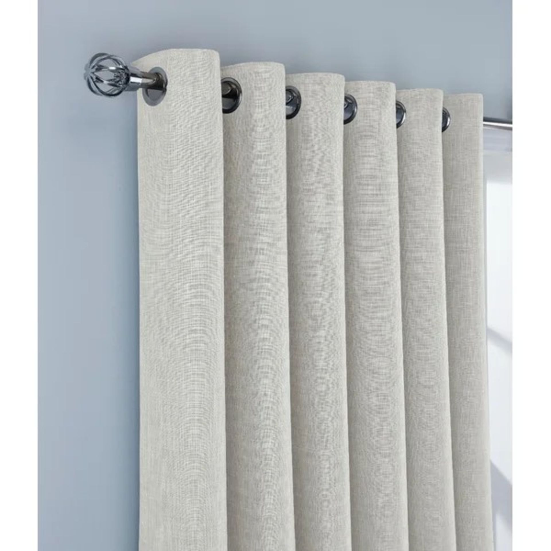 RRP £55.99 - Bittar Linen Look Eyelet Blackout Curtains (x 1 pair)- Colour: Cream, Panel Size: 117 W - Image 2 of 2