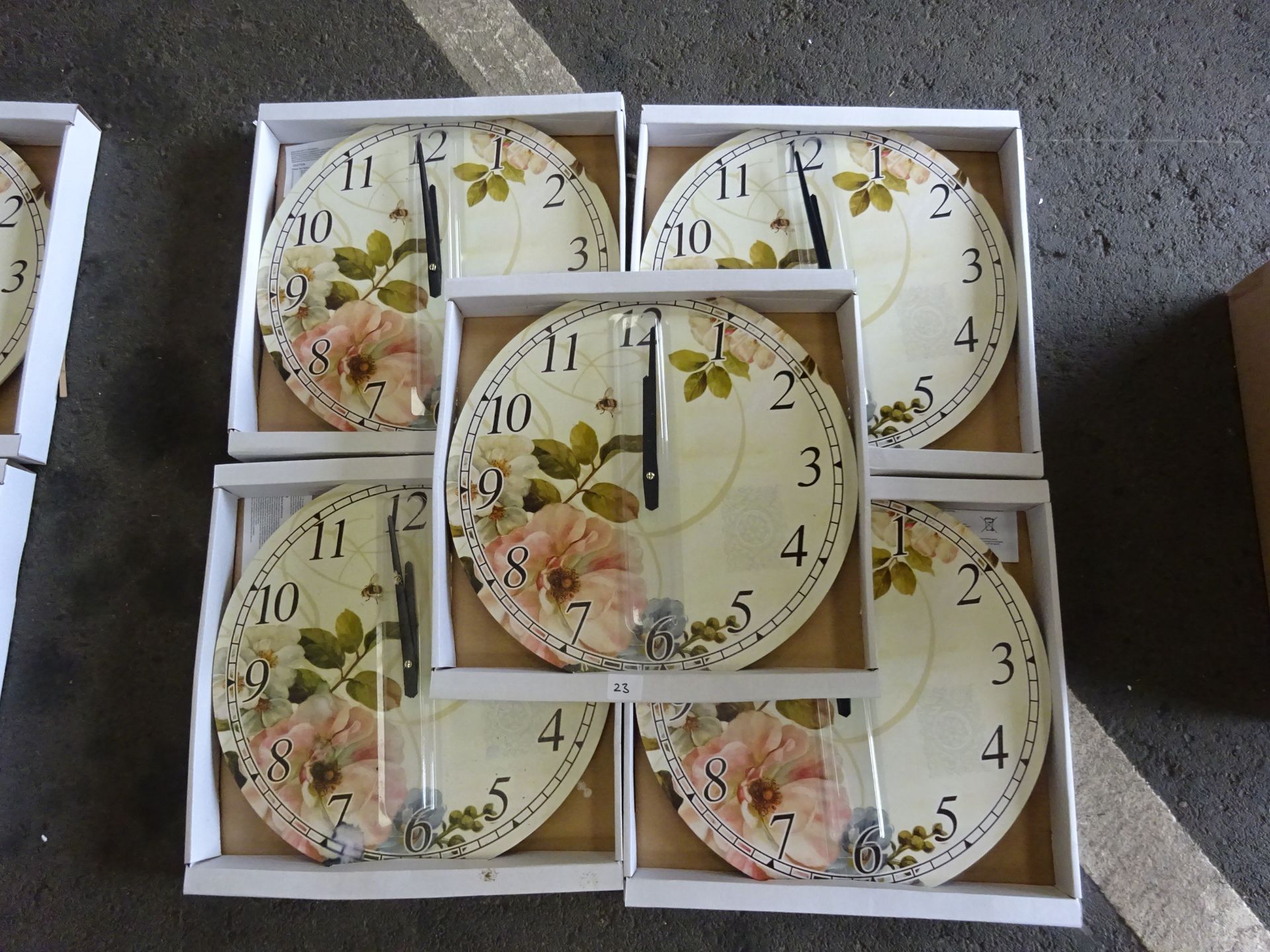 5 NEW FLORAL WALL CLOCKS