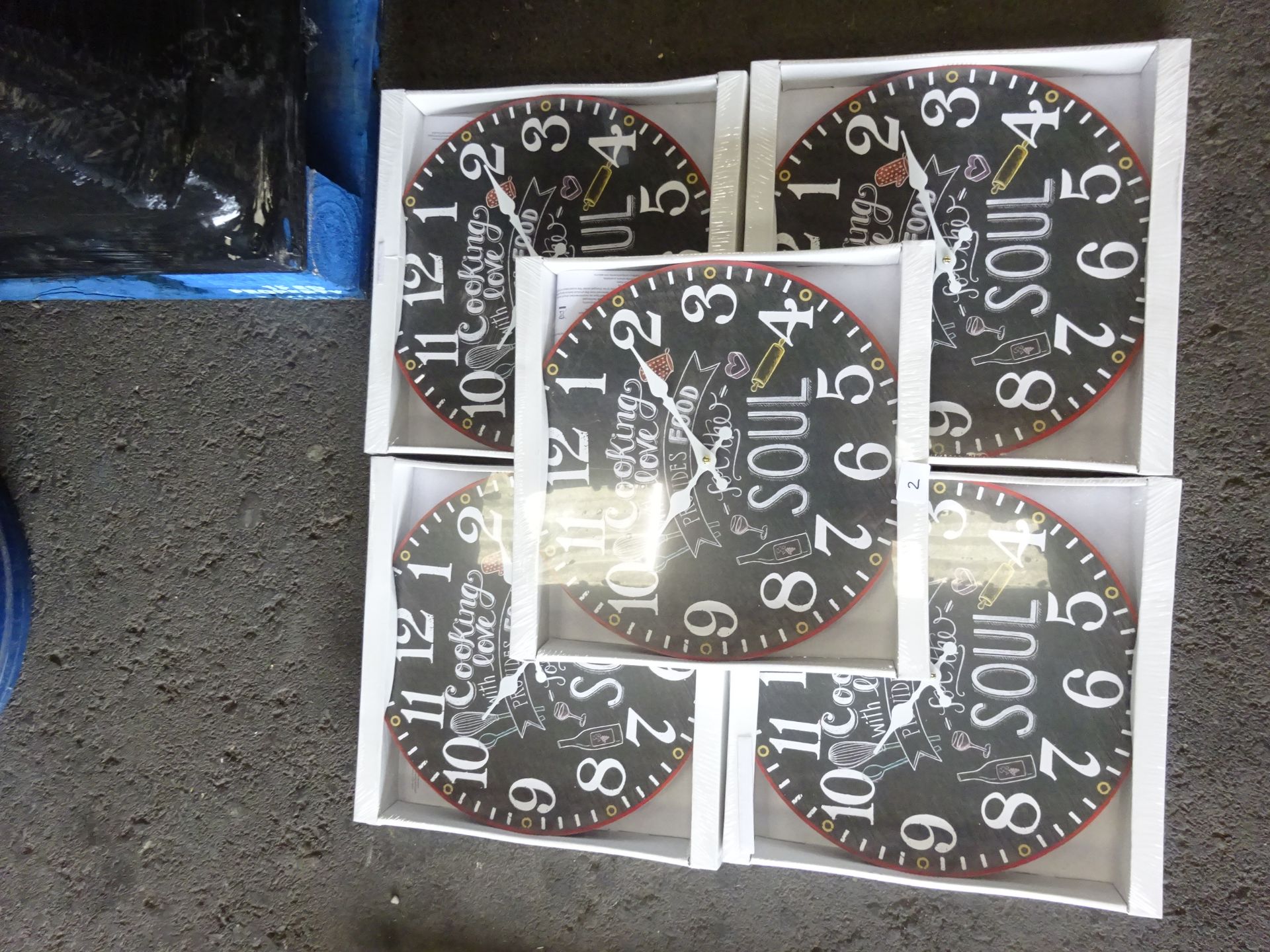 5 NEW COOK WITH LOVE BLACK WALL CLOCKS