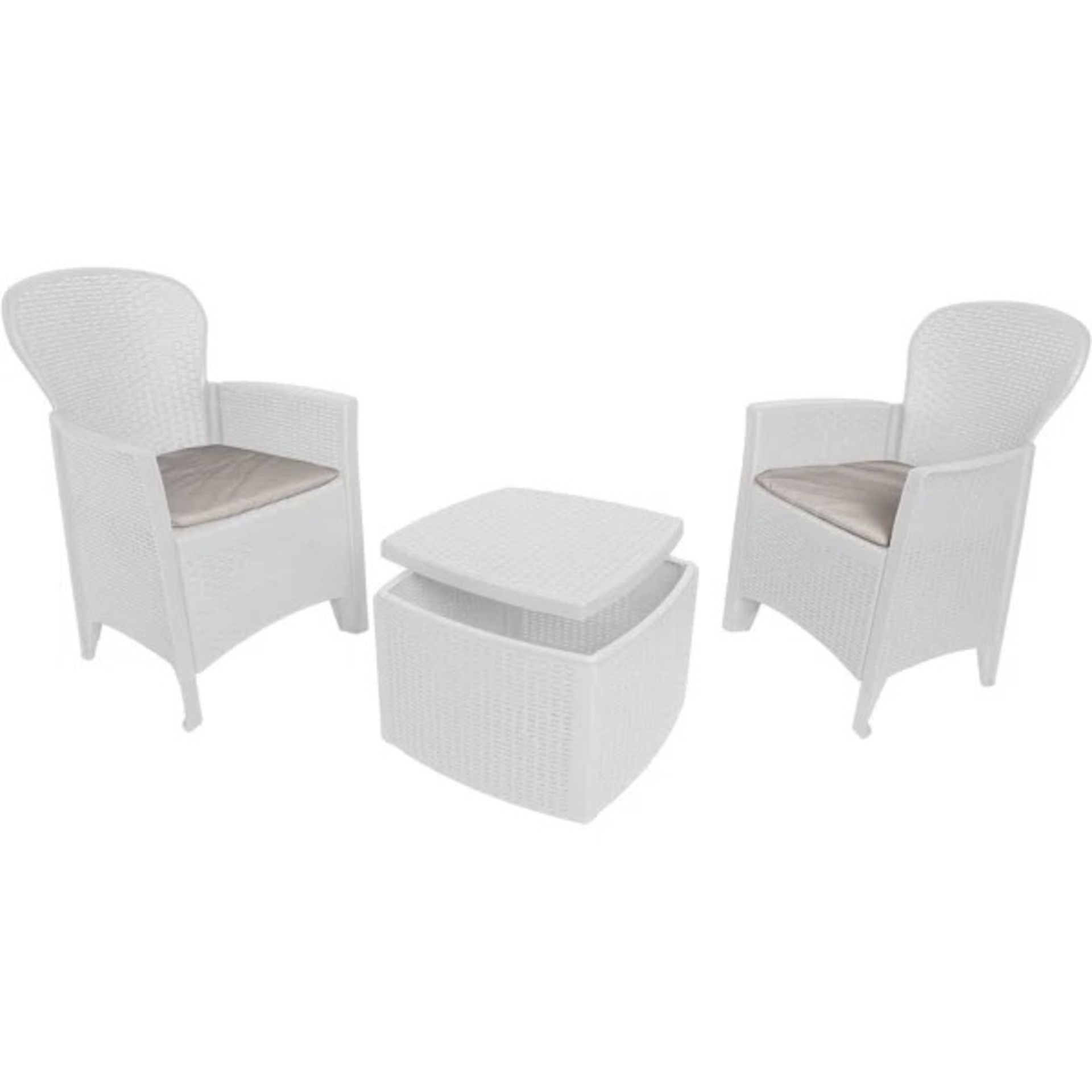 RRP £186.99 - Deva 2 - Person Seating Group with Cushions -White with Grey cushions - Image 2 of 2