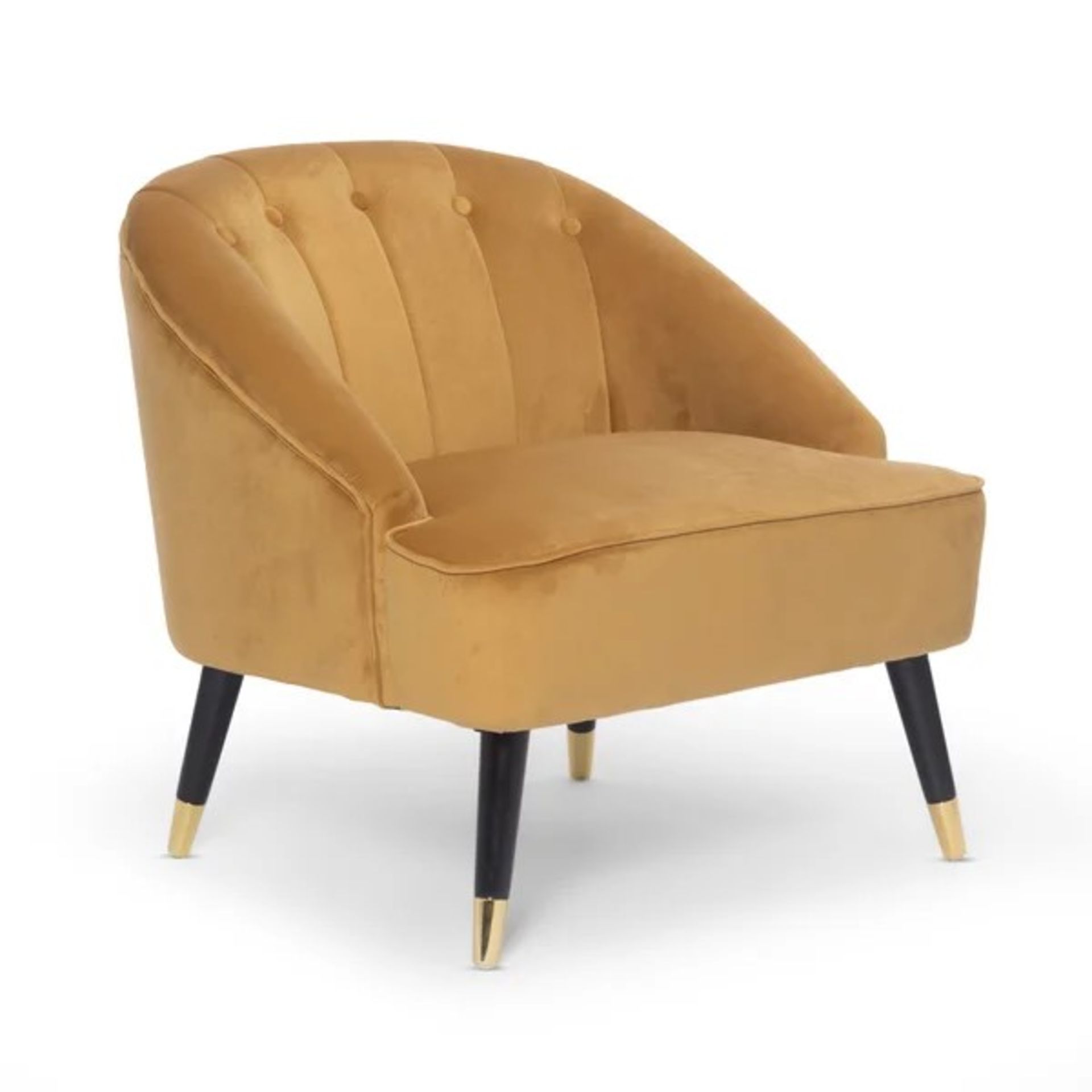 RRP £199.00 - Marlon 72Cm Wide Tufted Armchair - Gold - 76cm H x 72cm W x 71cm D