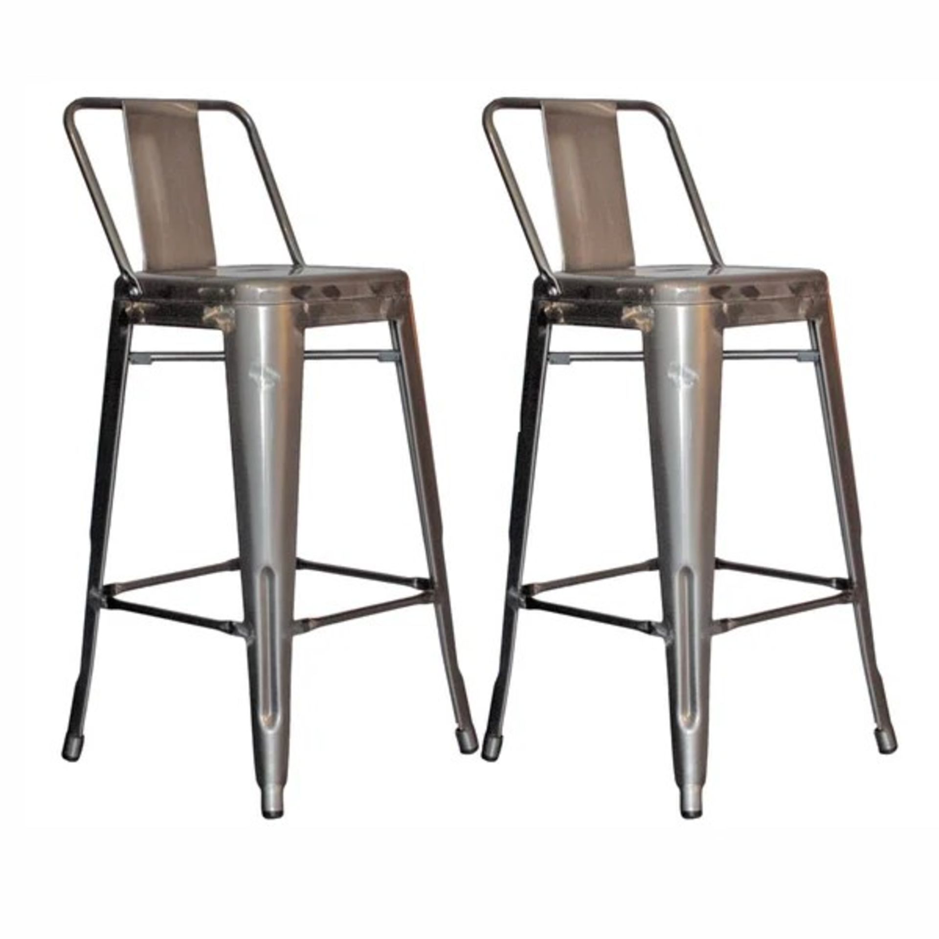 RRP £145.99 - Set Of 2 Bartolmeu 76cm Bar Stool - Distressed Steel