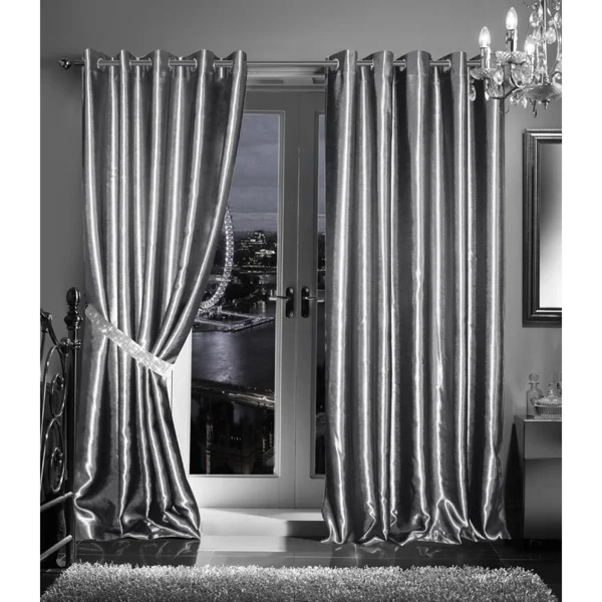 RRP £45.00 - Kimmswick Eyelet Blackout Thermal Curtains - Silver, Panel Size: Width 116 x Drop 182