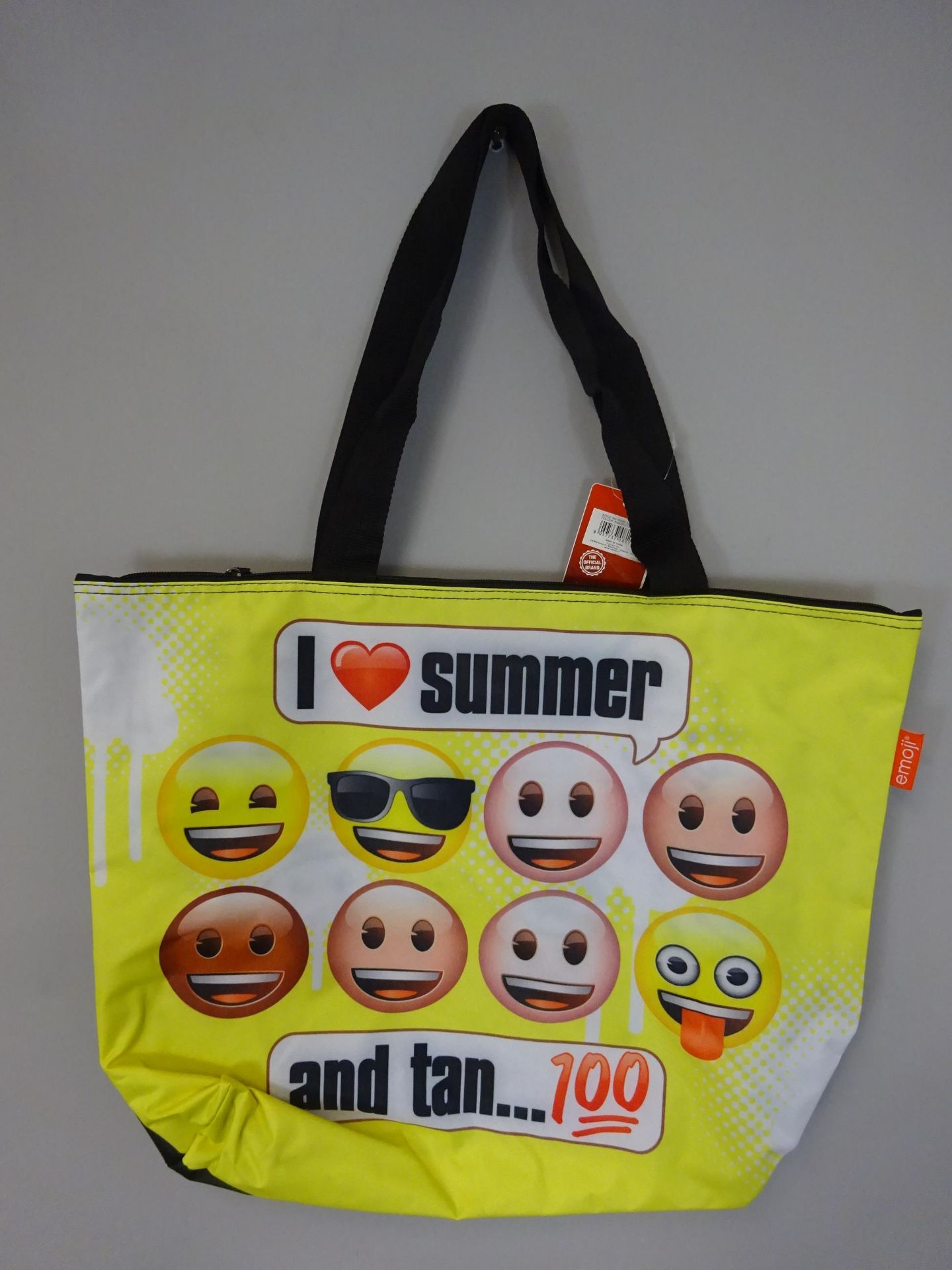 New I Love Summer Yellow Emoji Beach Bag