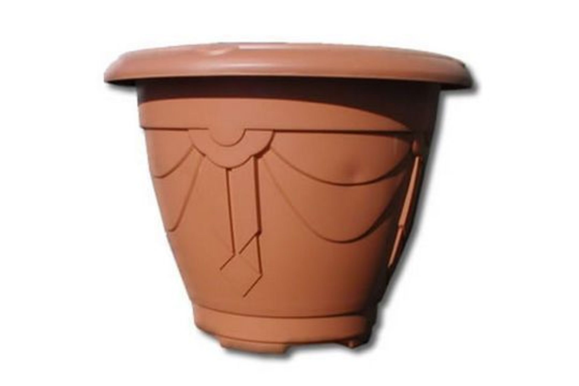 x 2 Terracotta Round Venetian Pot Decorative Plastic Garden Flower Planter Pot 24cm
