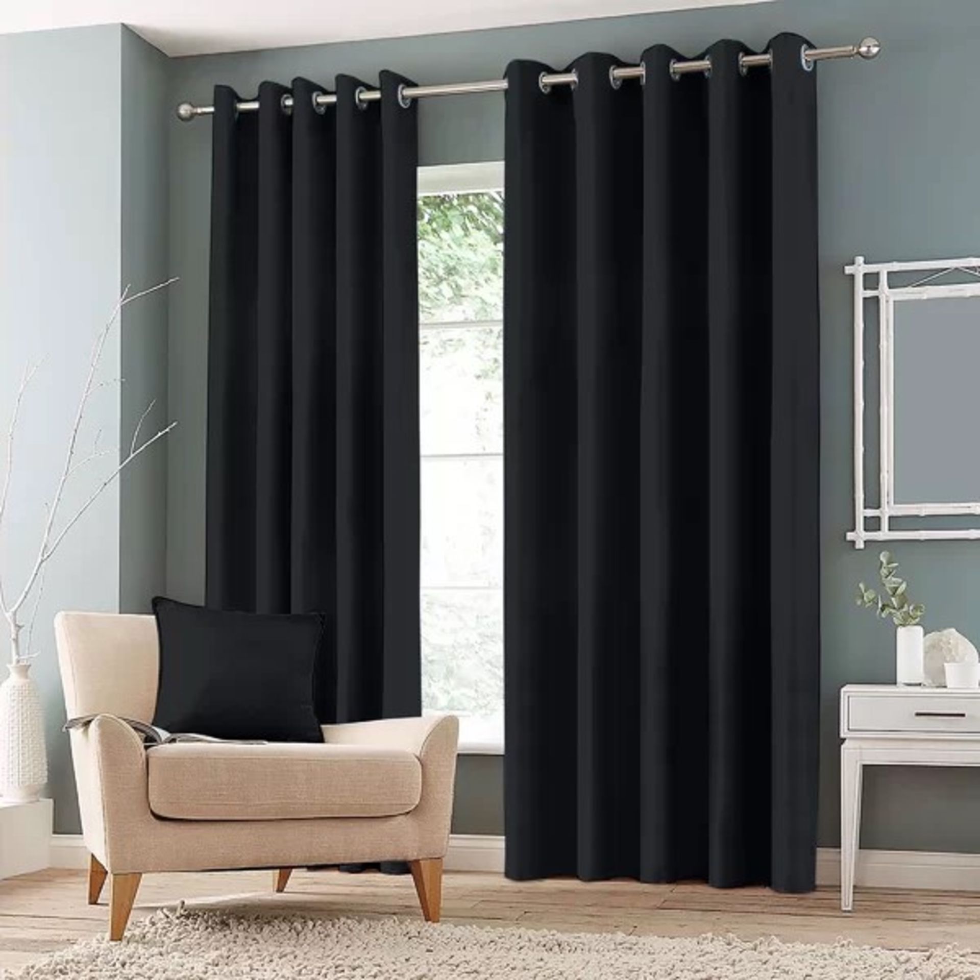 RRP £42.99 - Granados Eyelet Blackout Curtains - Black - 46" x 72"