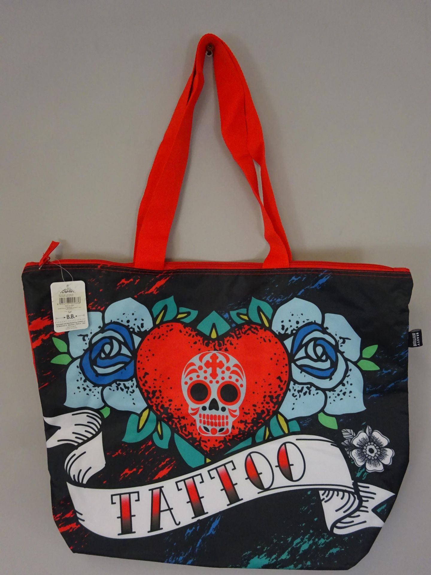 New Black & Red Tattoo Patterend Beach Bag