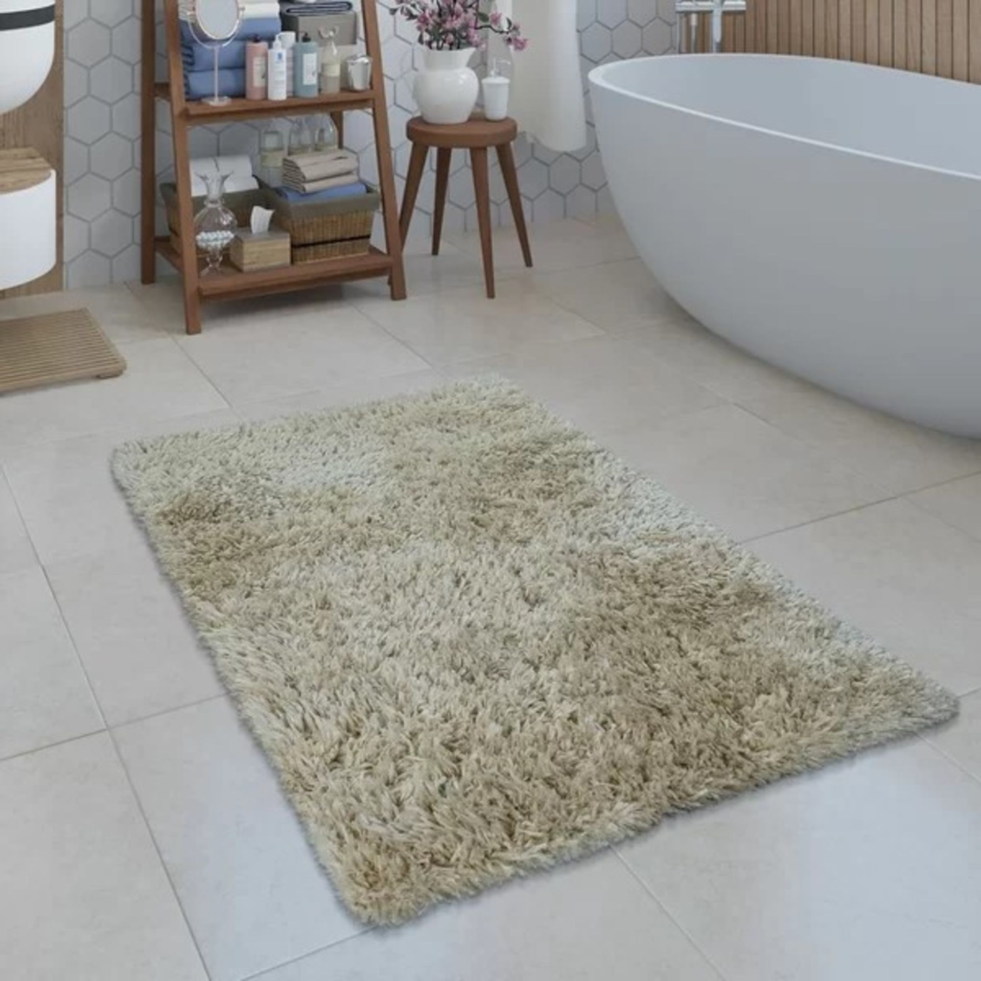 RRP £28.99 - Juliette Bath Rug - Beige - 50 x 80cm