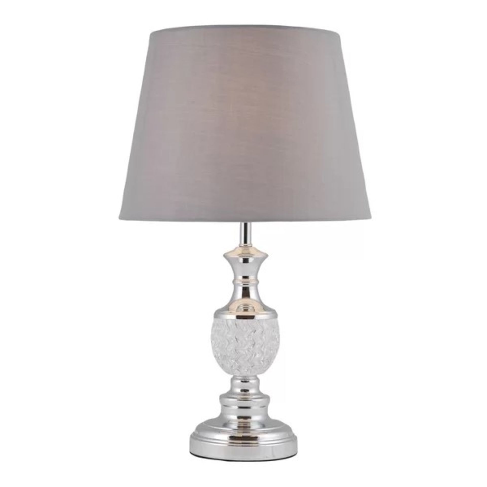 RRP £ 59.99 -Milton Moulded 24cm Table Lamp with grey shade - 48cm H x 28cm W x 28cm D