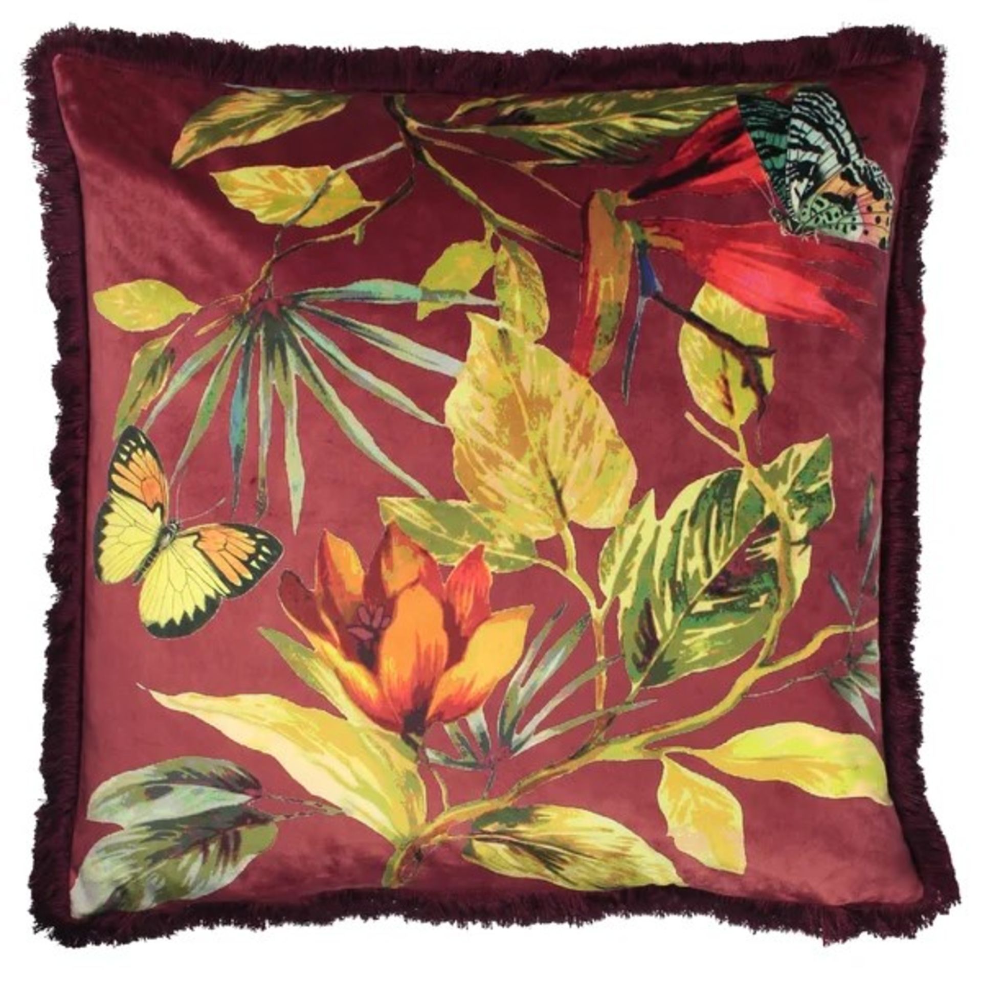 RRP £18.99 - x 2 HamLake Floral 50cm Scatter Cushion Covers - Berry