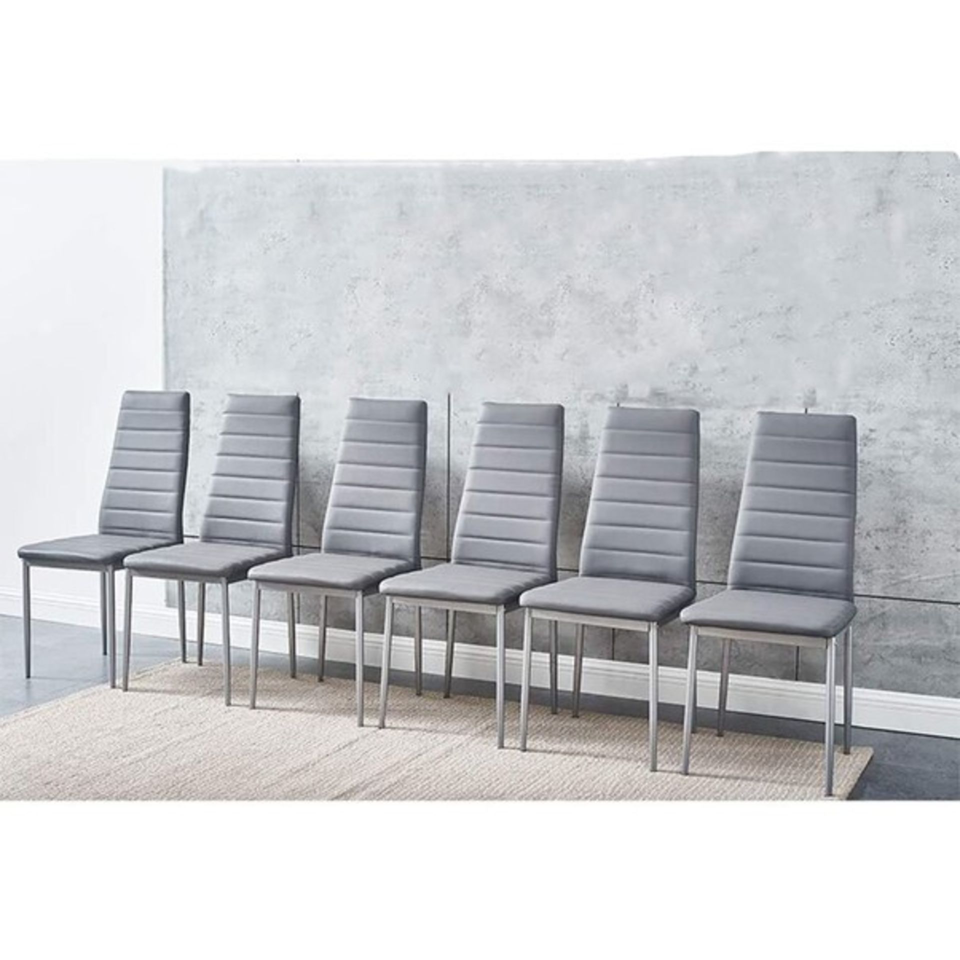 RRP £199 - Set Of 6 Andrimont Side Chair in Grey - 96cm H x 40cm W x 38cm D