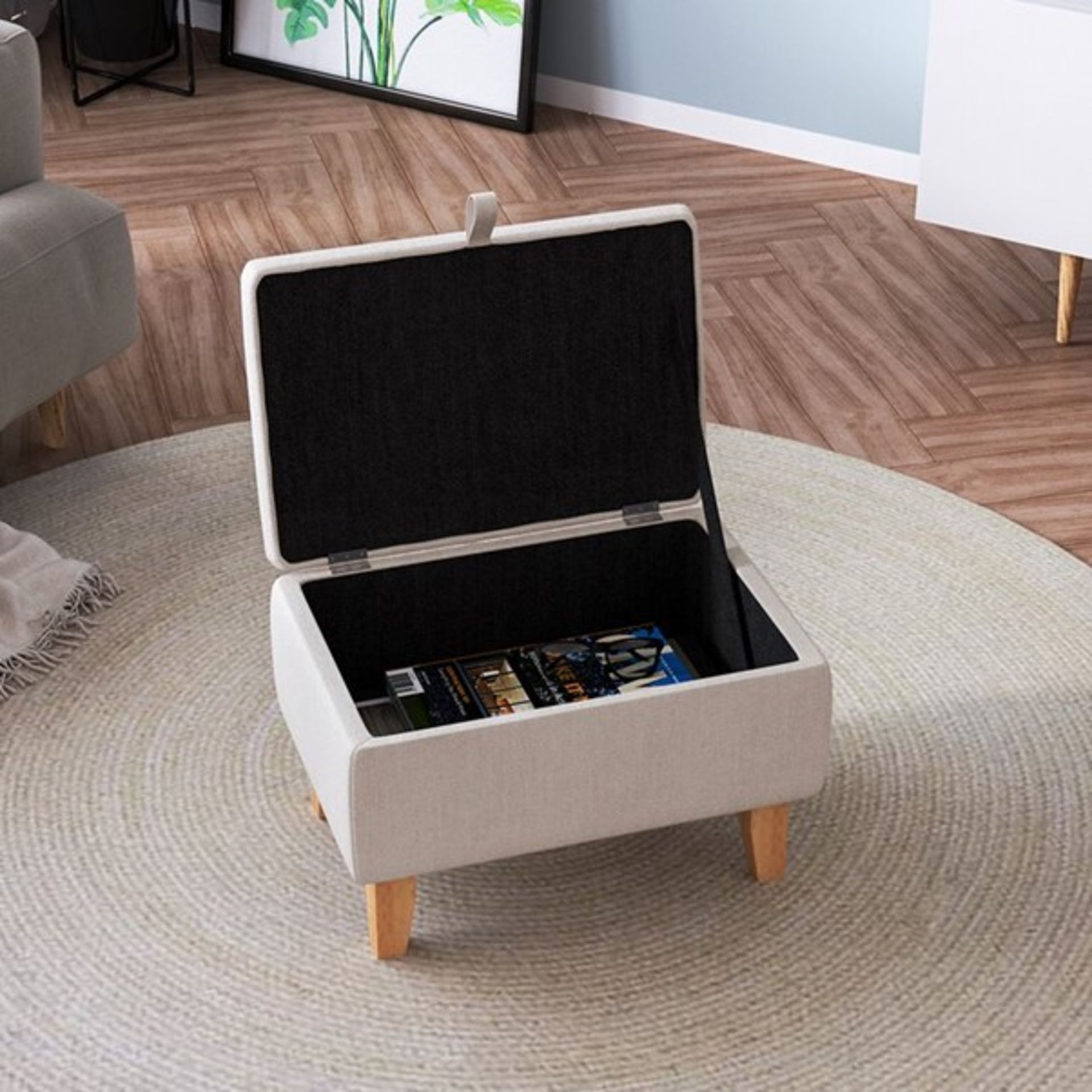 RRP £72.99 - Stoltenberg 49Cm Wide Rectangle Solid Colour Storage Ottoman with Storage - 35cm H x - Image 2 of 3