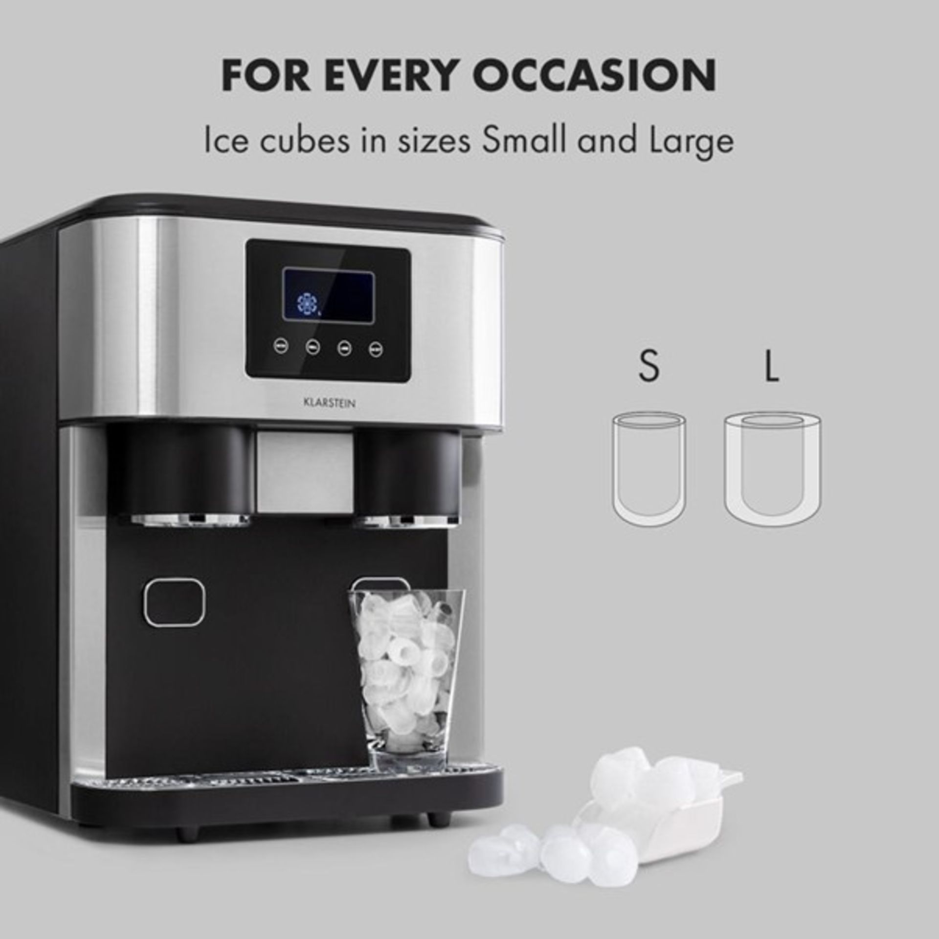 RRP £420.95 - Klarstein Ice Time Crush Ice Cube Maker - 40.5cm H x 51.5cm W x 52.5cm D - Image 2 of 4