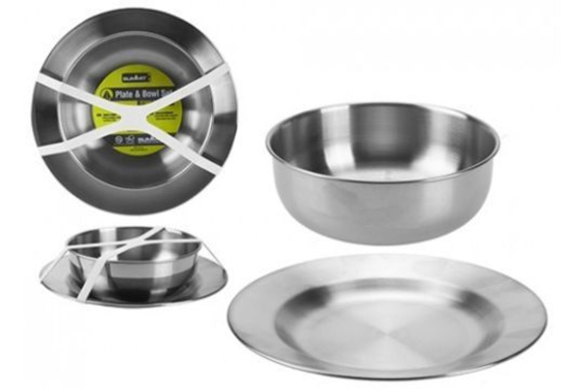 New Summit Stainless Steel Plate & Bowl Set - 14.5 bowl/20cm plate