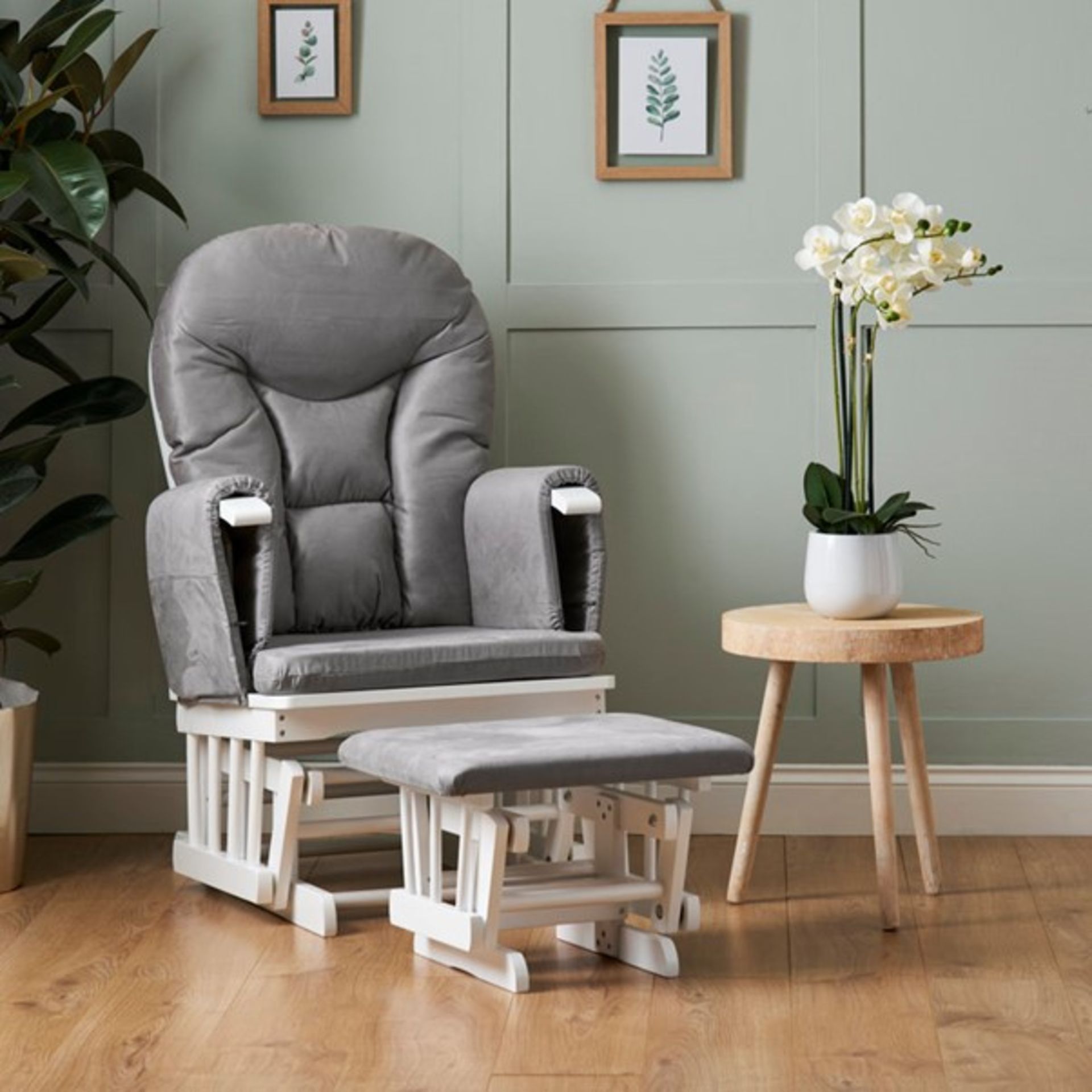 RRP £240 - Reclining Glider Nursing Chair and Footrest - SEAT 43cm H x 45cm W x 47cm D