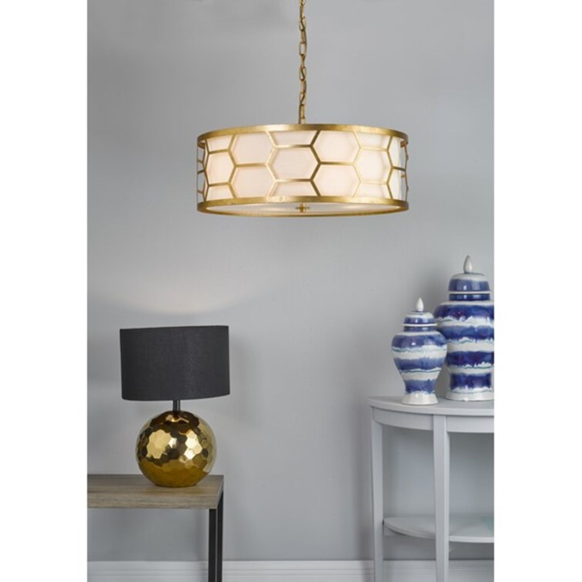 RRP £420.99 - Louisiana 4-Light Drum Chandelier - 22cm H x 64cm W x 64cm D - Image 2 of 2