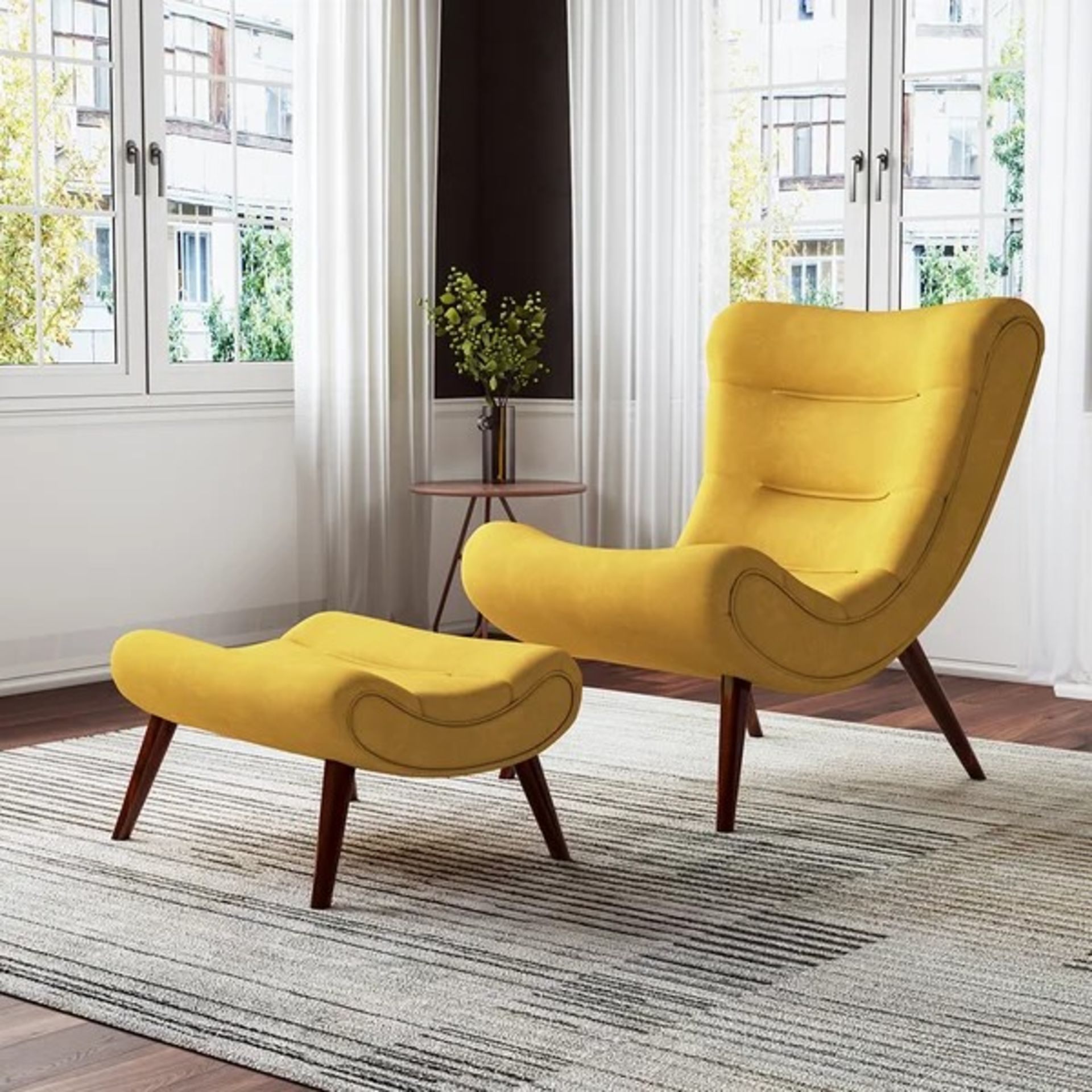 RRP £509.00 - Hardin Lounge Chair and Footstool - Upholstery Colour: Yellow