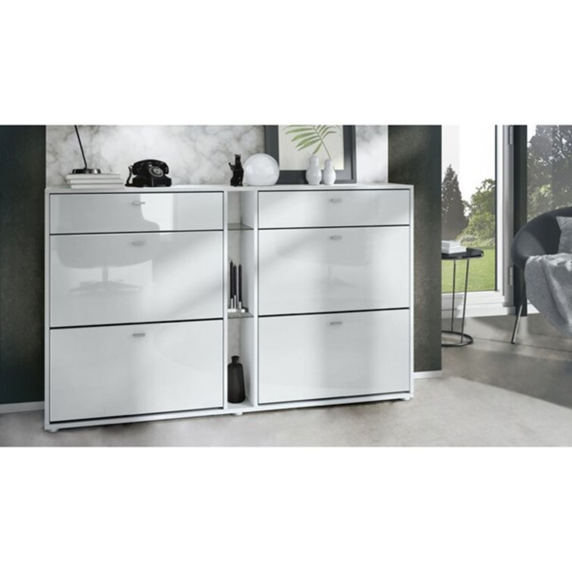 RRP £353.99 - Today 32 Pair Flip Down Shoe Storage - 95cm H x 155cm W x 28cm D - COLLECTION ONLY