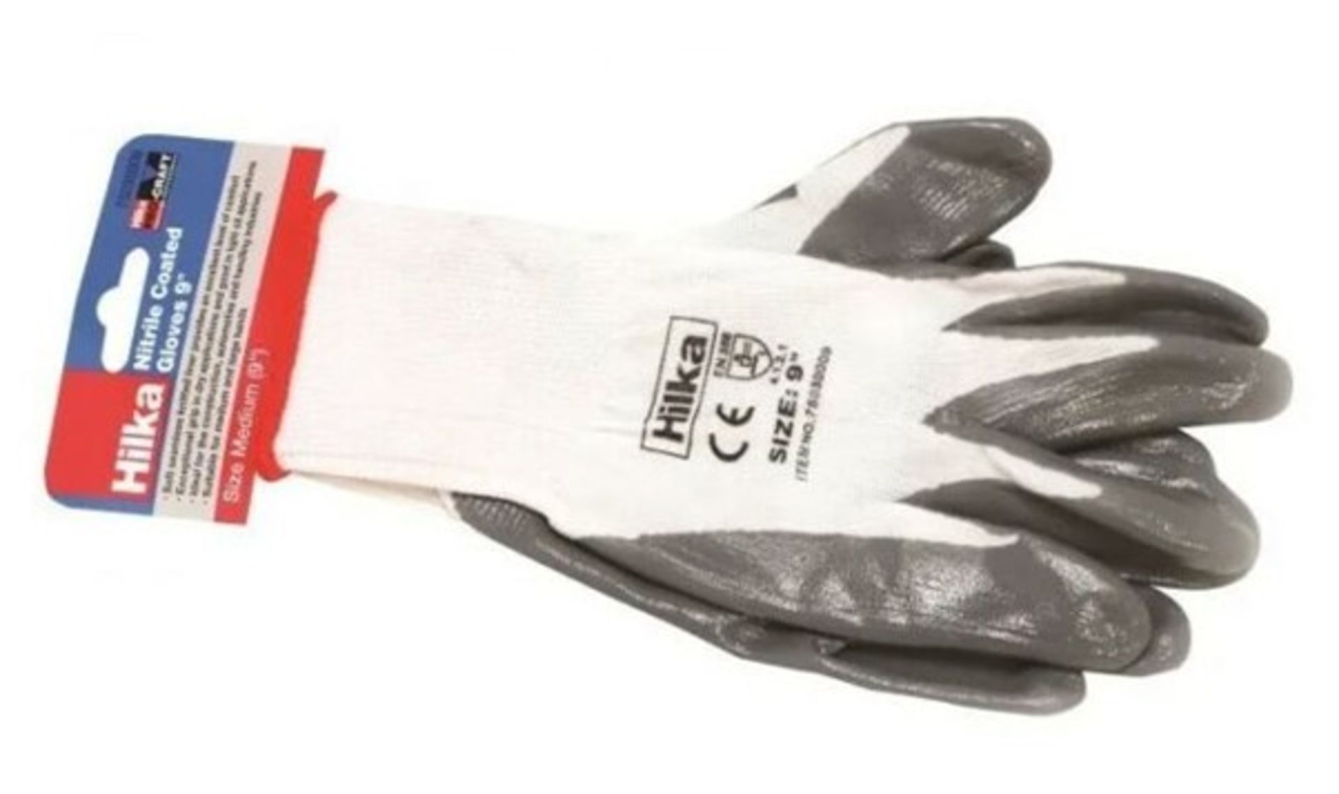 x3 Pairs Of New Hilka Medium 9" Nitrile Coated Work Gloves