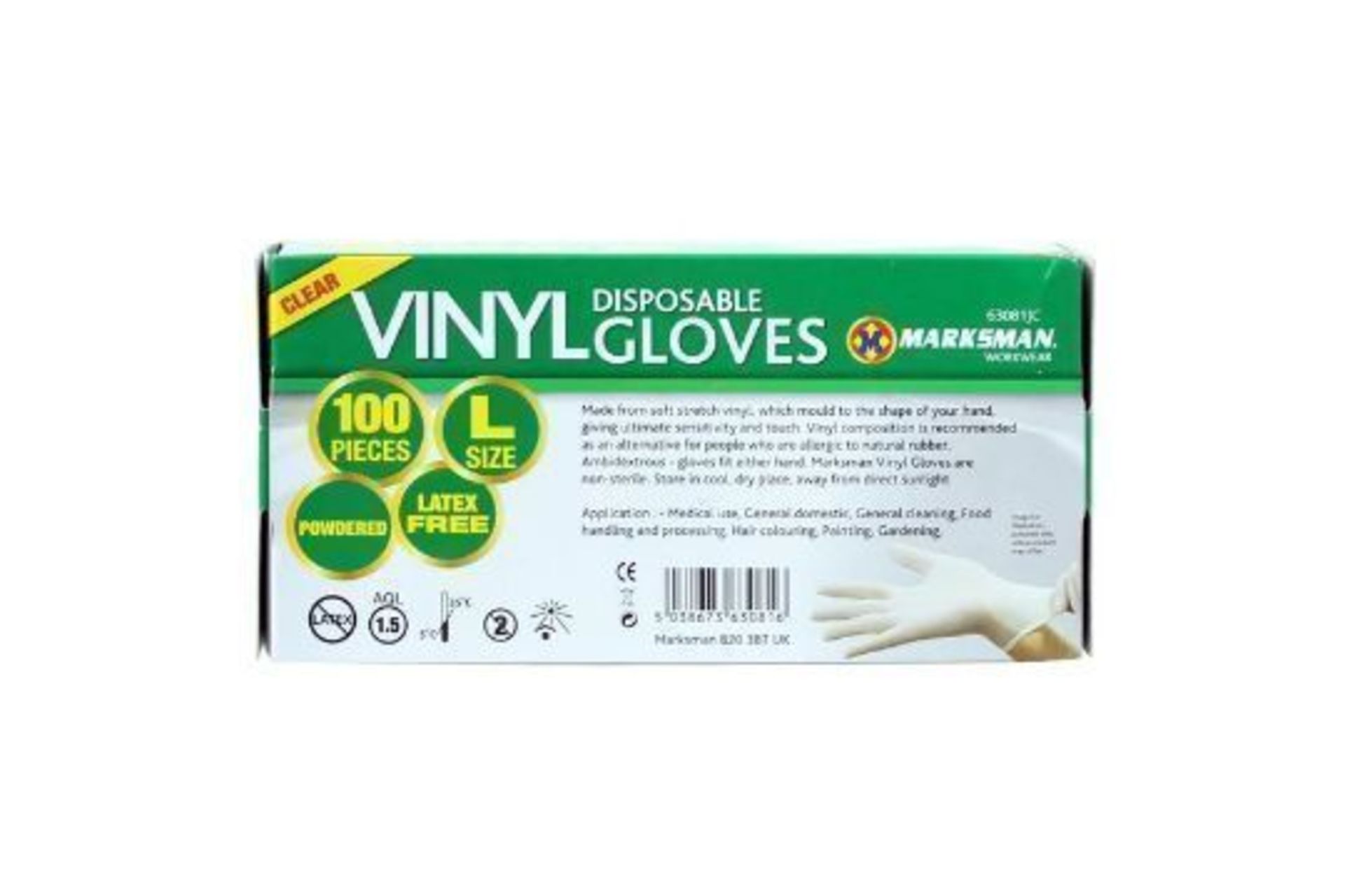 New Marksman Powdered Disposable Vinyle Gloves (SIZE L)