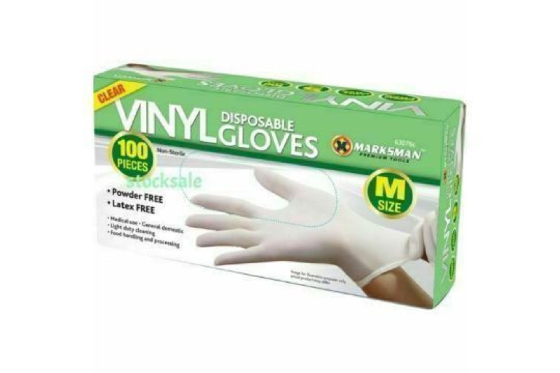 New 100 Marksman Powder Free Disposable Vinyle Gloves (SIZE M)