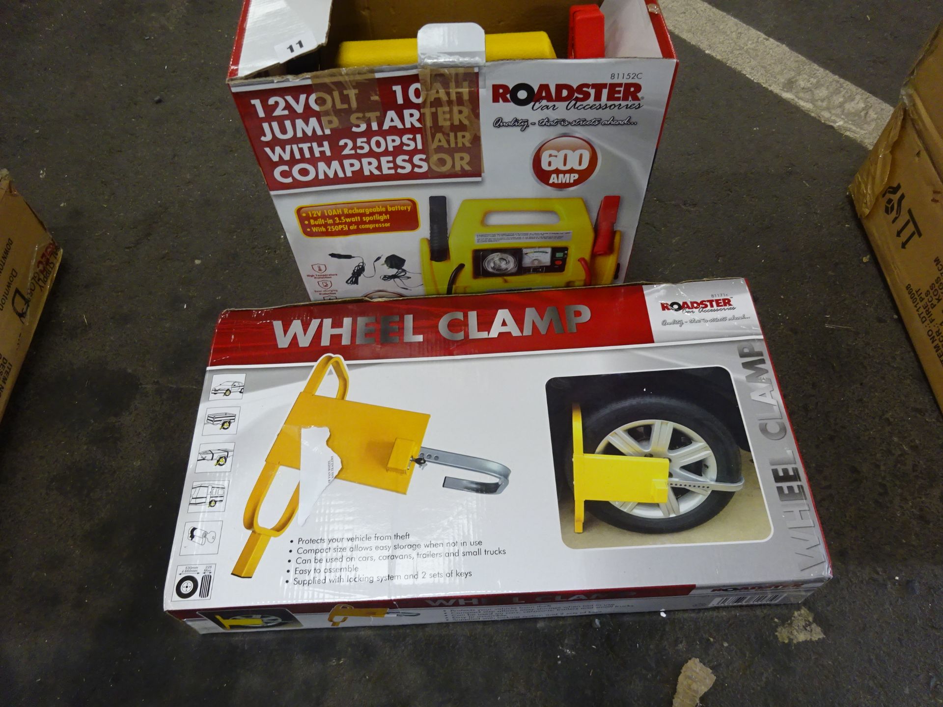 12 VOLT JUMP STARTER & WHEEL CLAMP