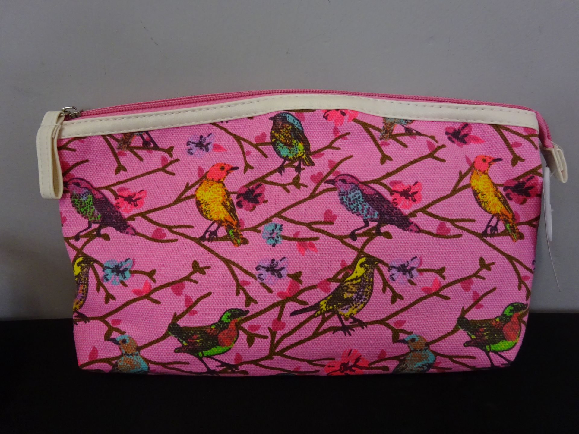 New Pink Bird Patternend Cosmetic Bag