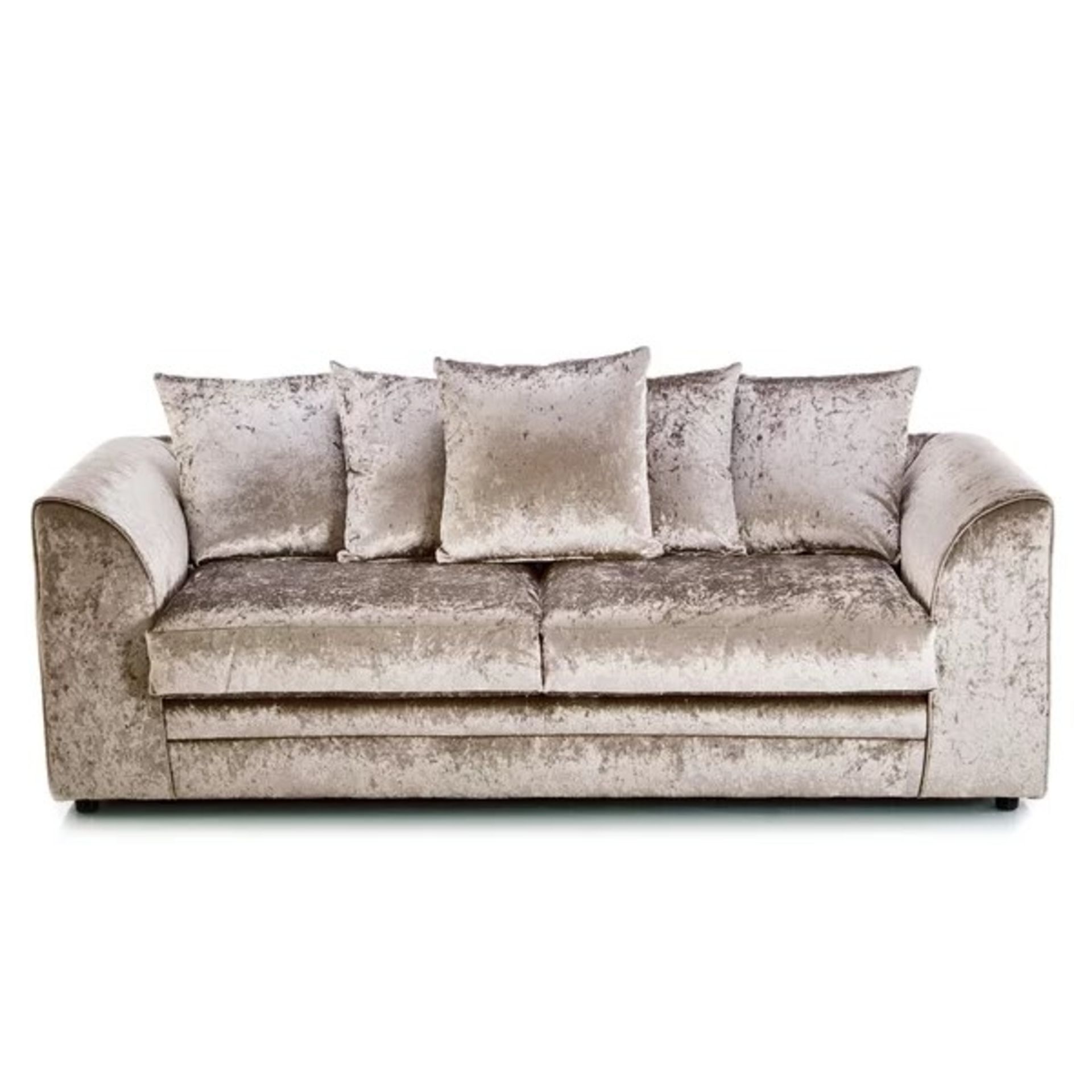 RRP £519.99 - Romelia 3 Seater Sofa - Colour Mink - upholstered in a velvet-like fabric - two broken - Image 2 of 5