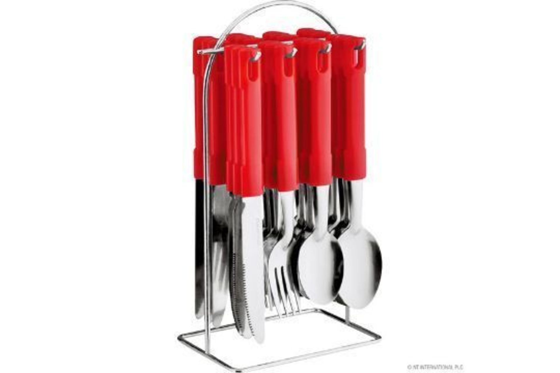 New Red 24pc S/S Cutlery Set with Metal Stand
