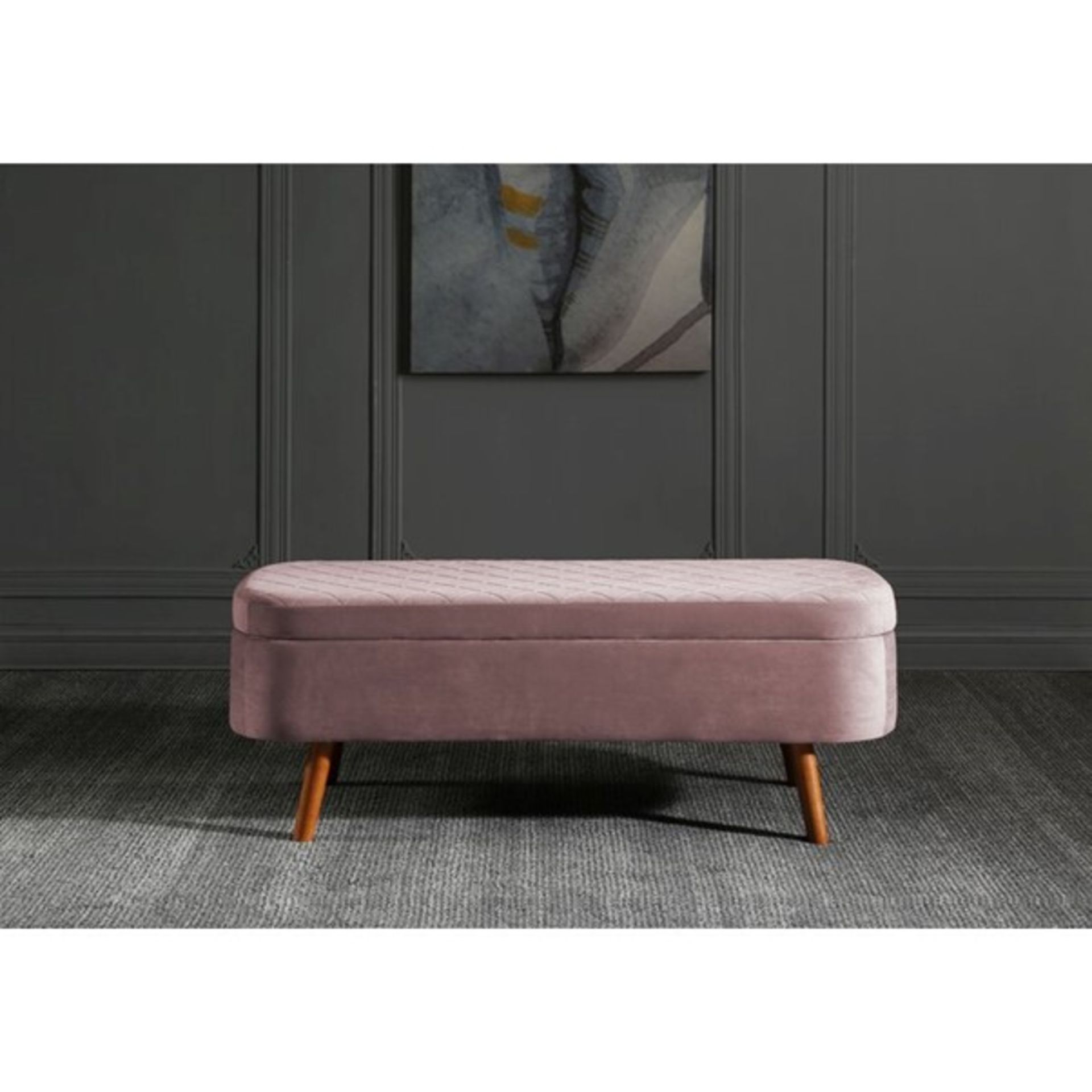 RRP £135.99 - Etolin 130Cm Wide Rectangle Solid Colour Storage Ottoman with Storage - overall 46cm H