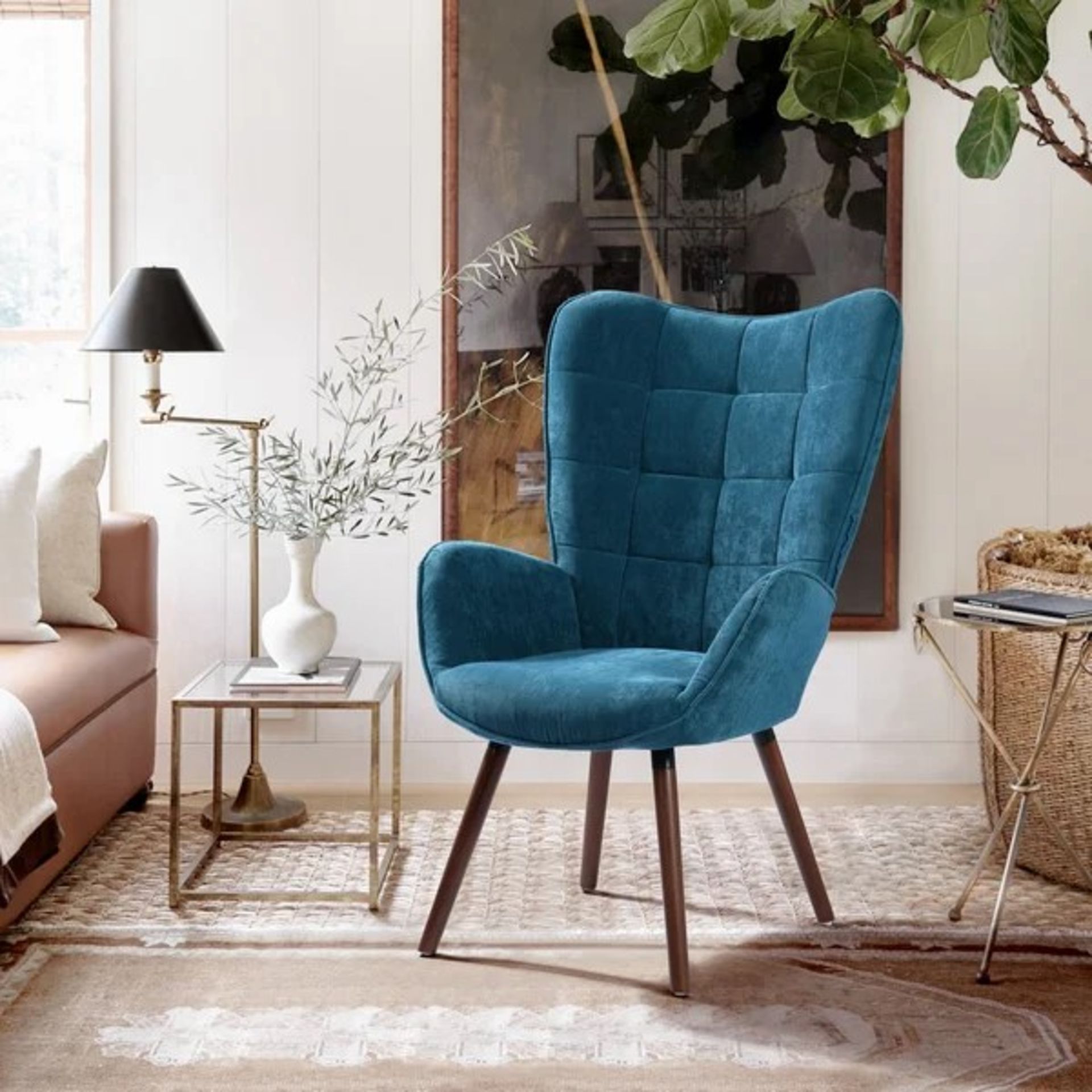 RRP £235.99 - Abel 67Cm Wide Tufted Velvet Armchair - blue