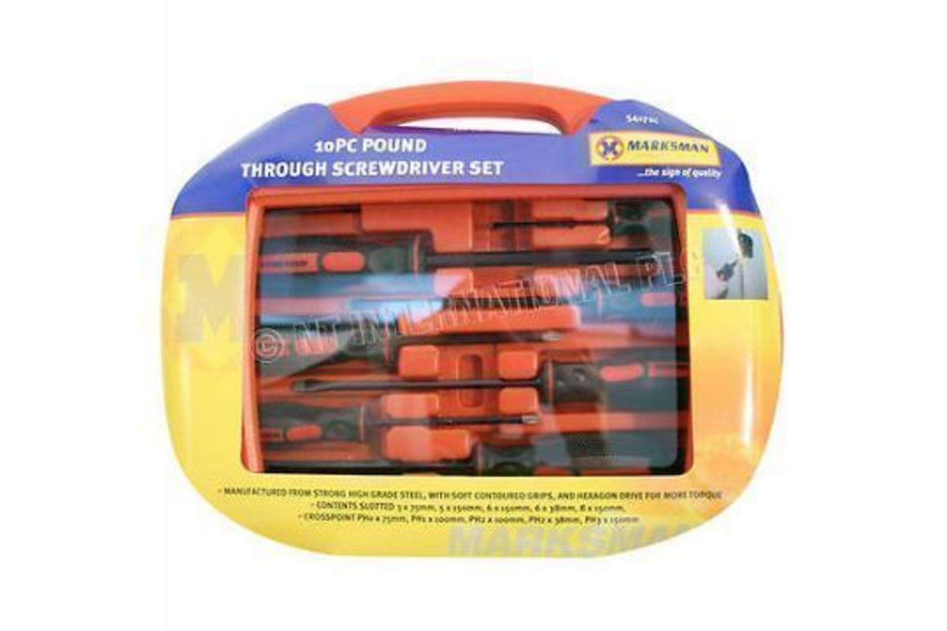 New Marksman 10PC Pound Through Screwdriver Set In Case