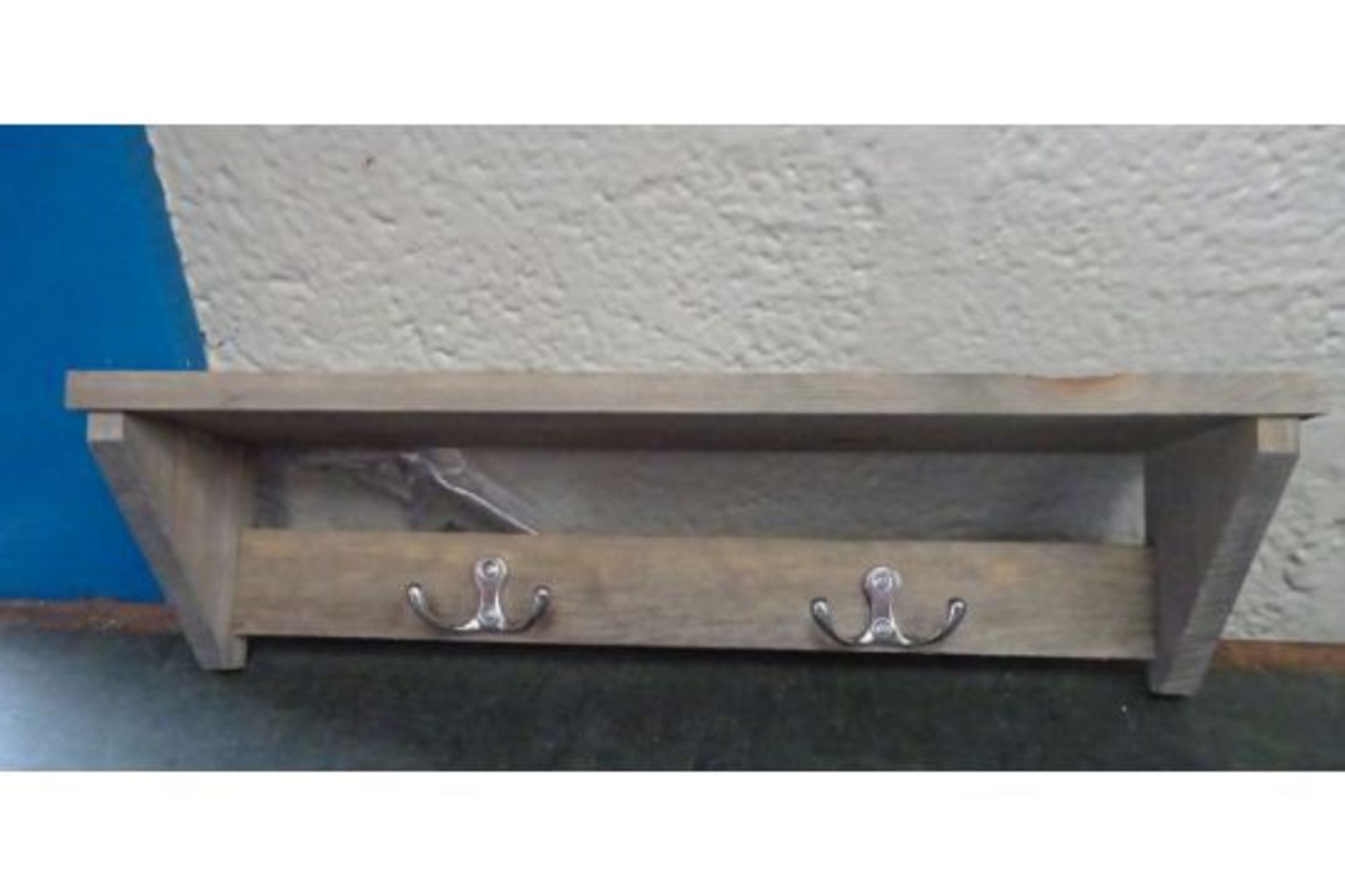 New Fallen Fruits Wooden Shelf With Two Coat Hooks - 38cm