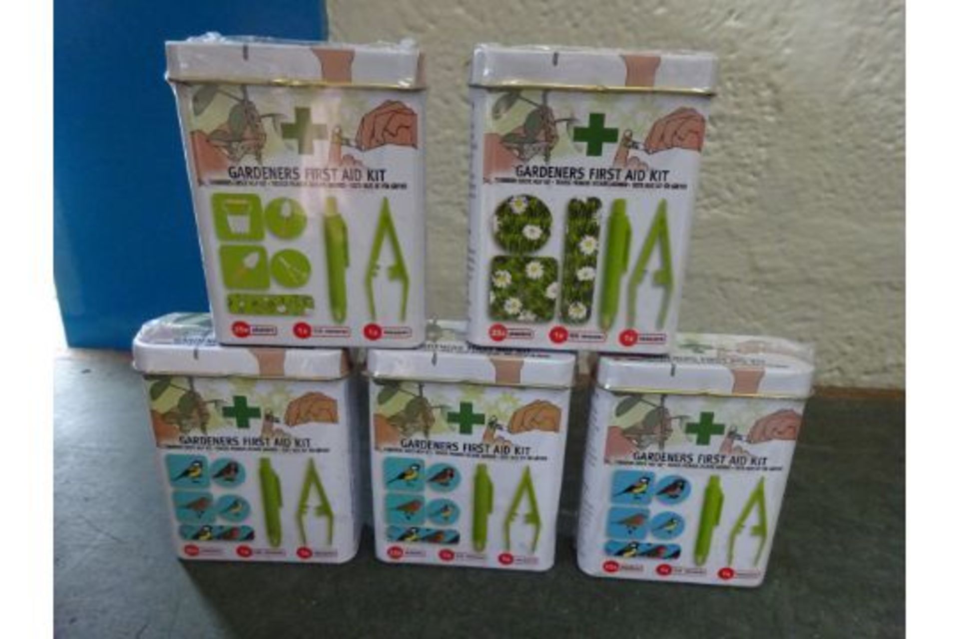 x5 New Fallen Fruits Gardeners First Aid Kits - Each Pack Has 25 Plasters, 1 Tick Remover, 1