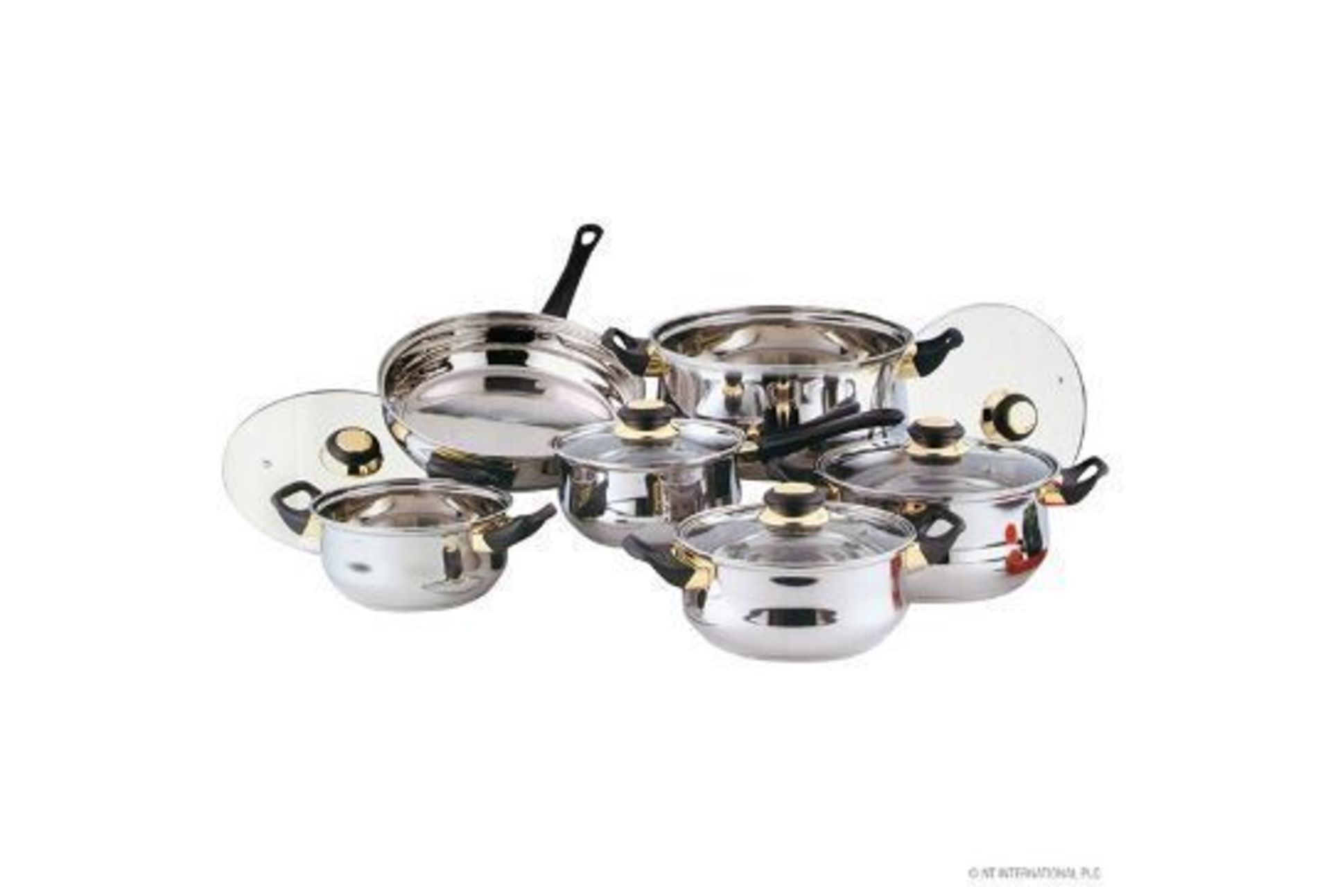 New Prima 12pc S/S Cookware Set with Glass Lids 16/18/20/24cm - Image 2 of 2