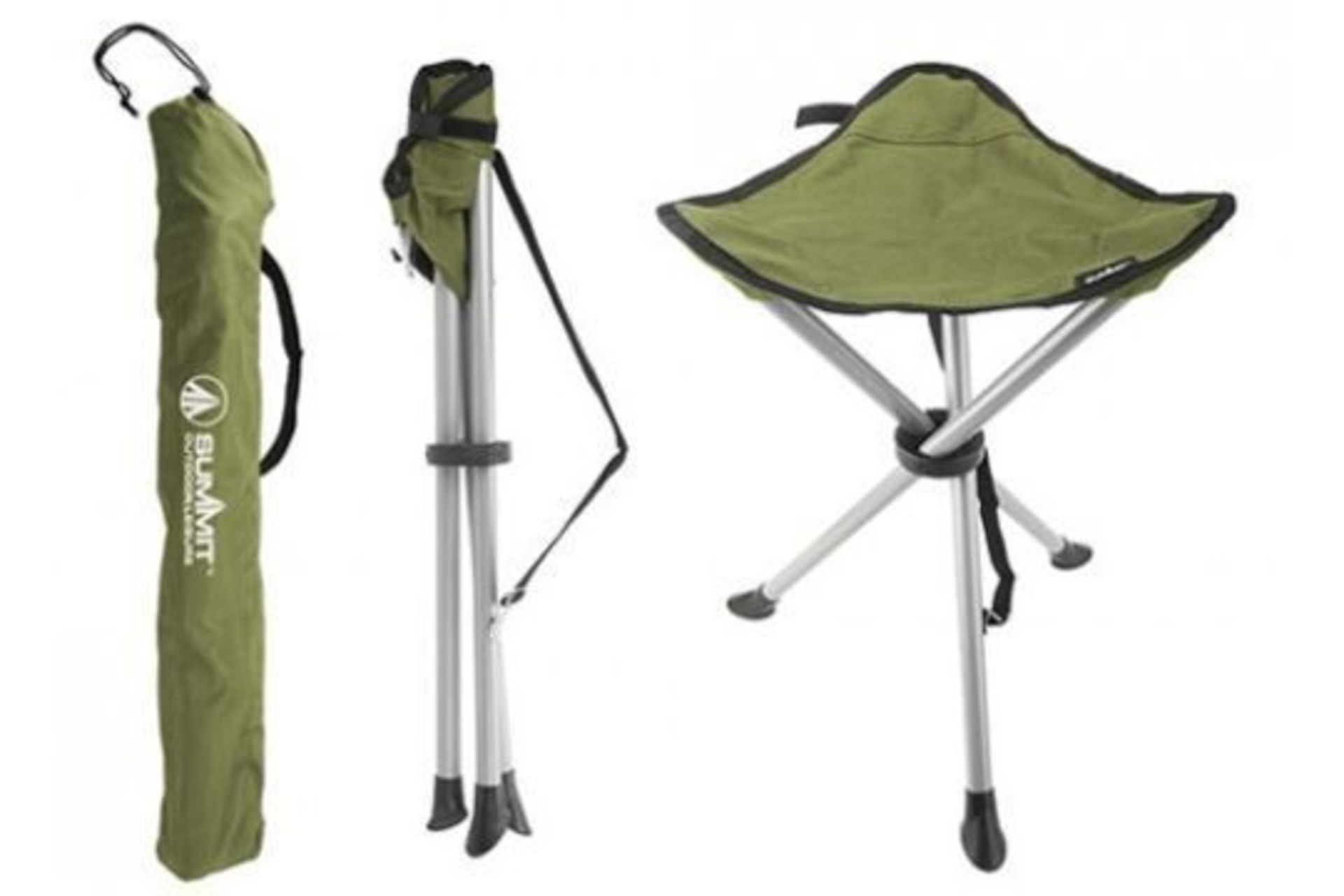 New Summit Tripod Stool With Carry Bag - Forest Green