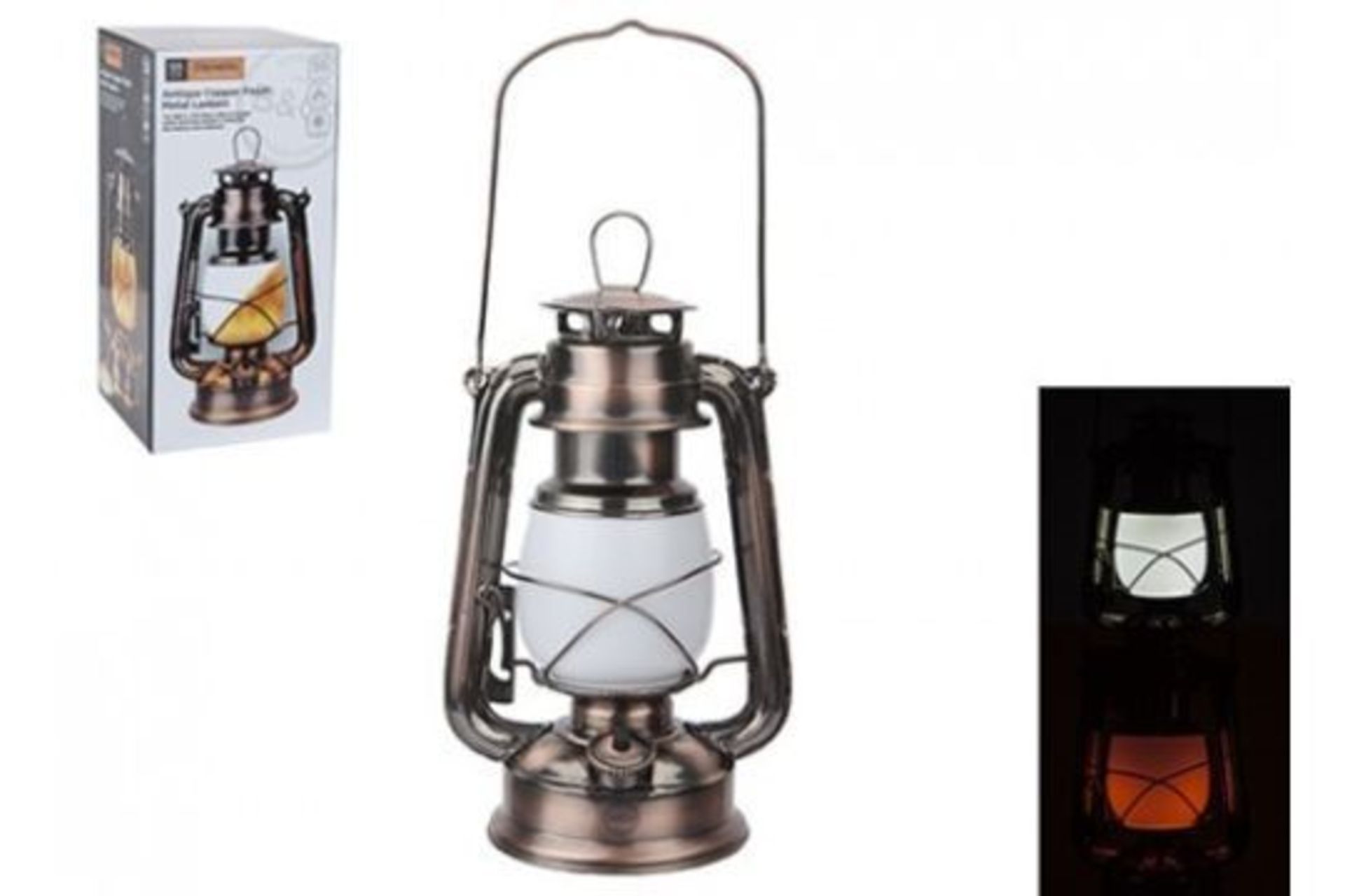 New B&Co Flame Hurricane Lantern - Batteries not included