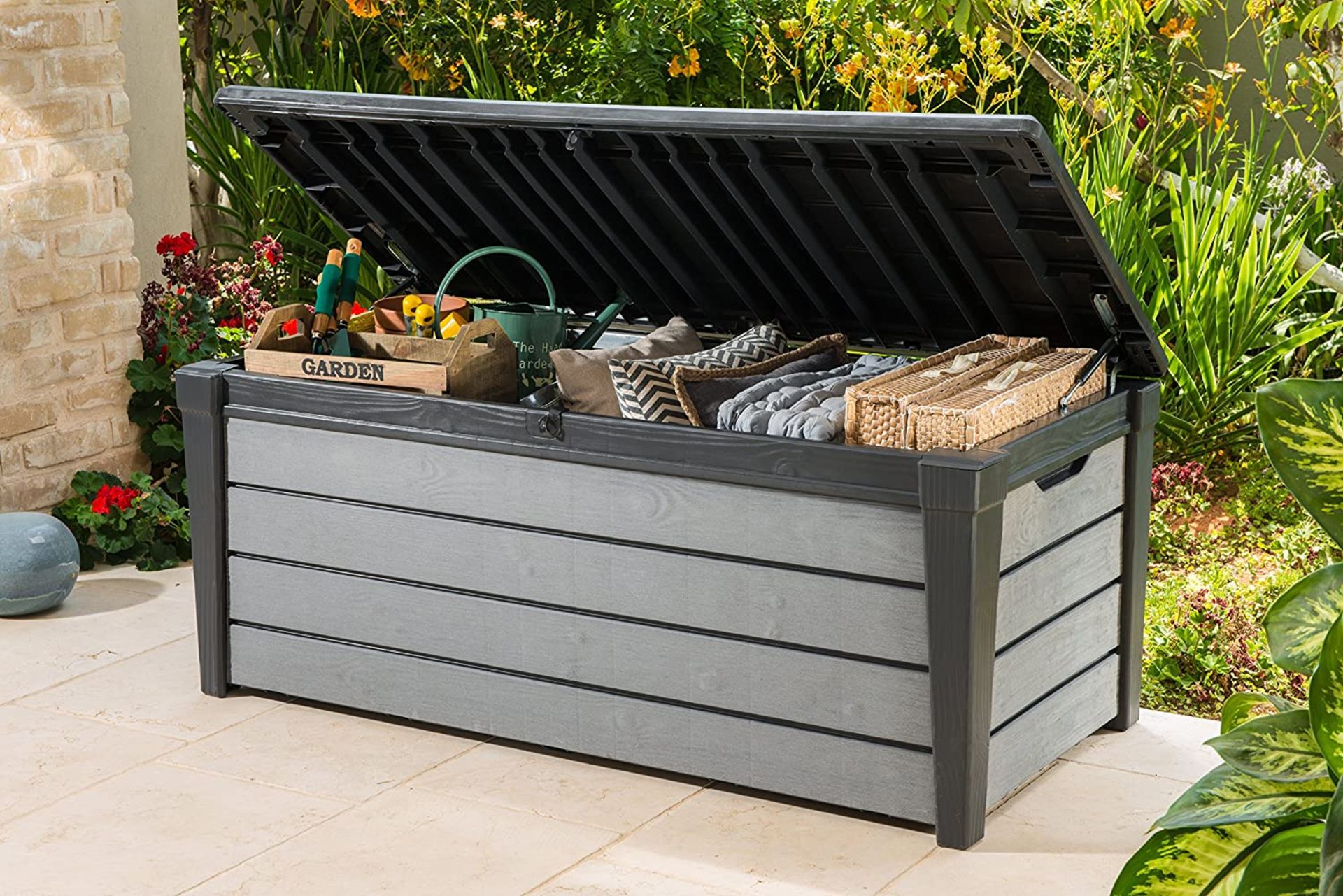 RRP £209.99 - New Keter Large 454 Liter Brushwood Plastic Storage Box - H 60.3 x W 145 x D 69.7cm - Image 2 of 2