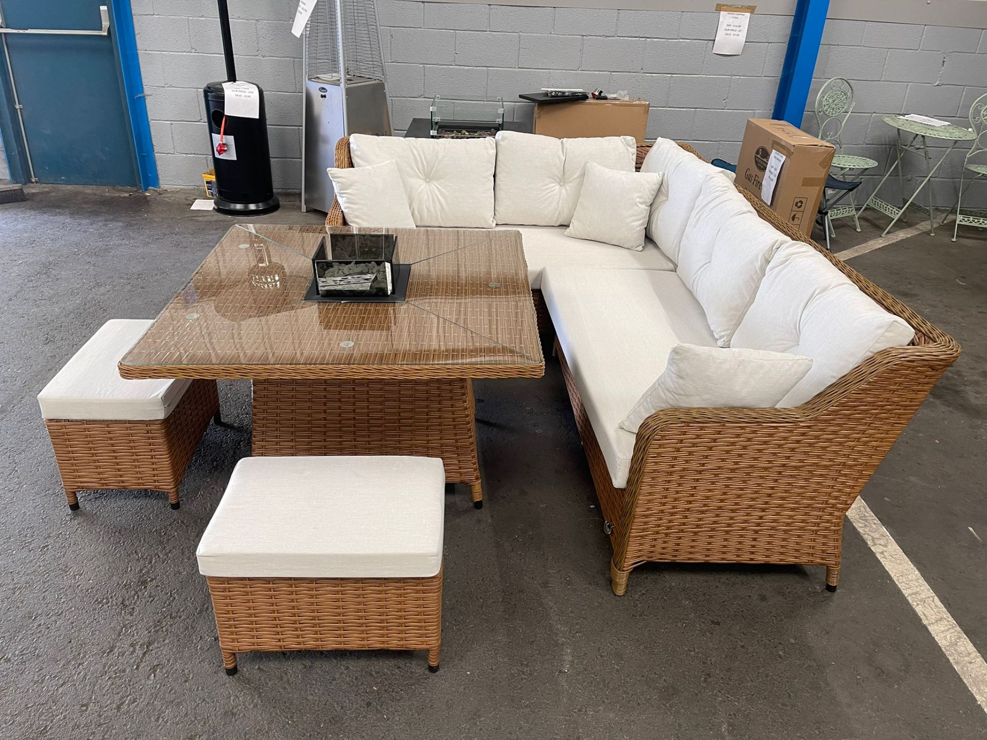 SRP £2250 - New Brown Six Seater Sofa Set With Dining Table With Burner & Two Stool - COLLECTION - Image 2 of 2