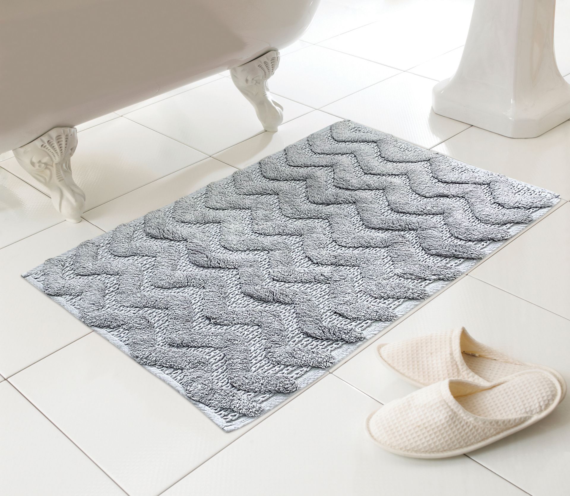 New 50 x 80cm Grey Grove Bath Mat