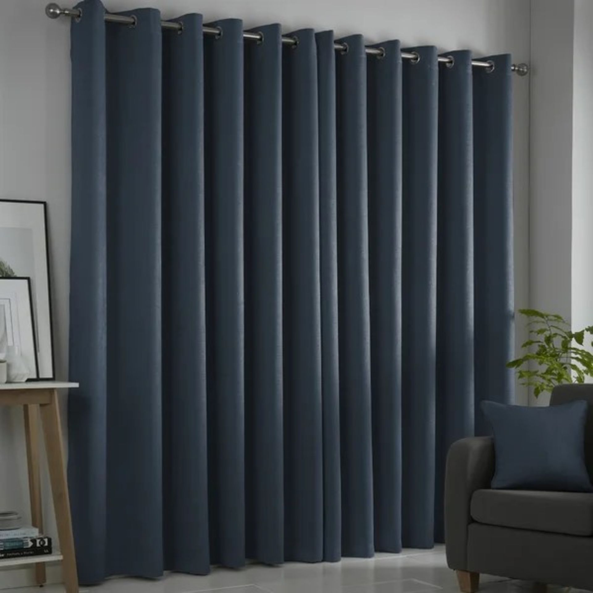 RRP £38.78 - Ouida Eyelet Room Darkening Curtain - Navy 117 x 137cm