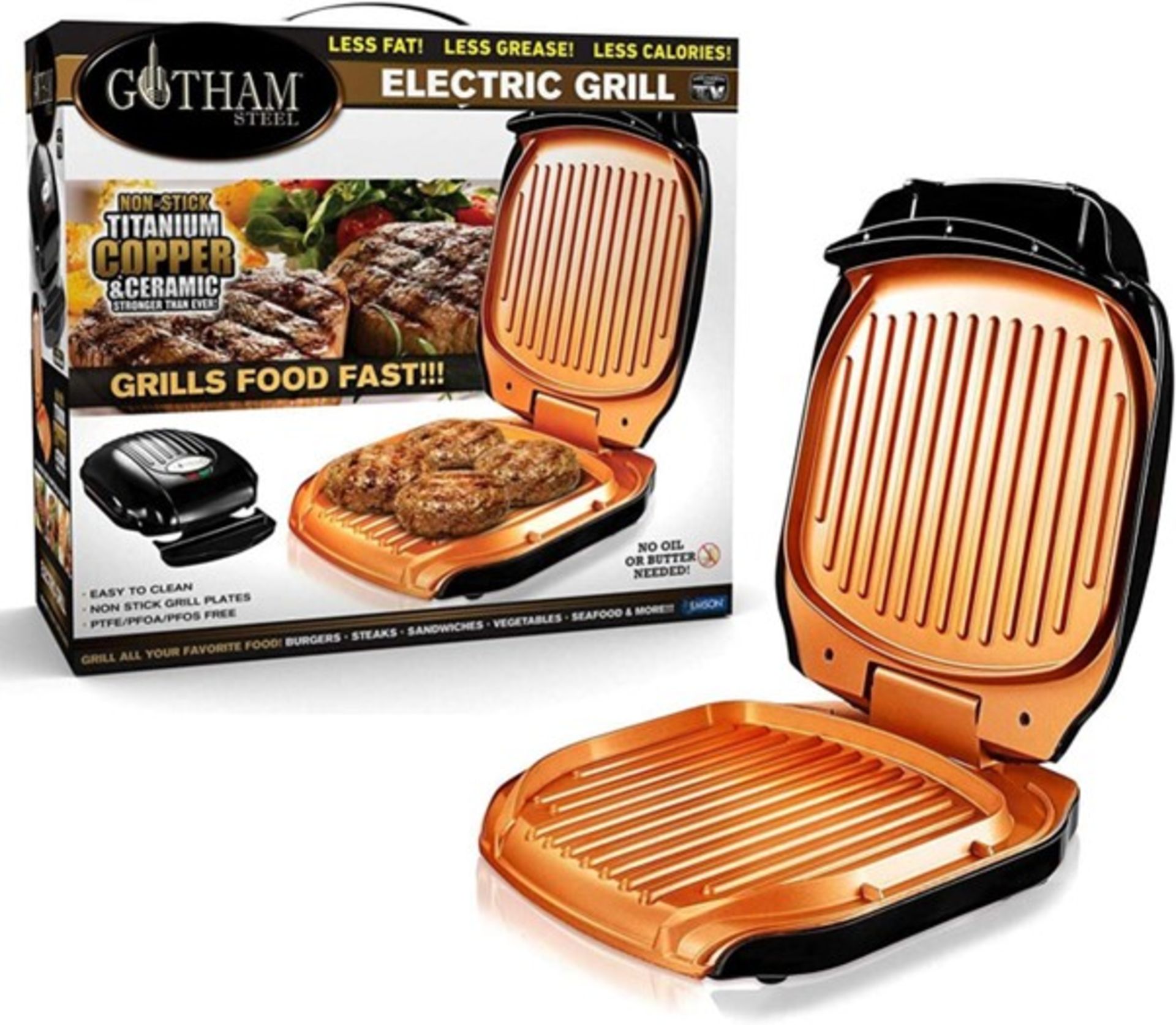 New Gotham Non-Stick Titanium Copper & Ceramic Non-Stick Electric Grill