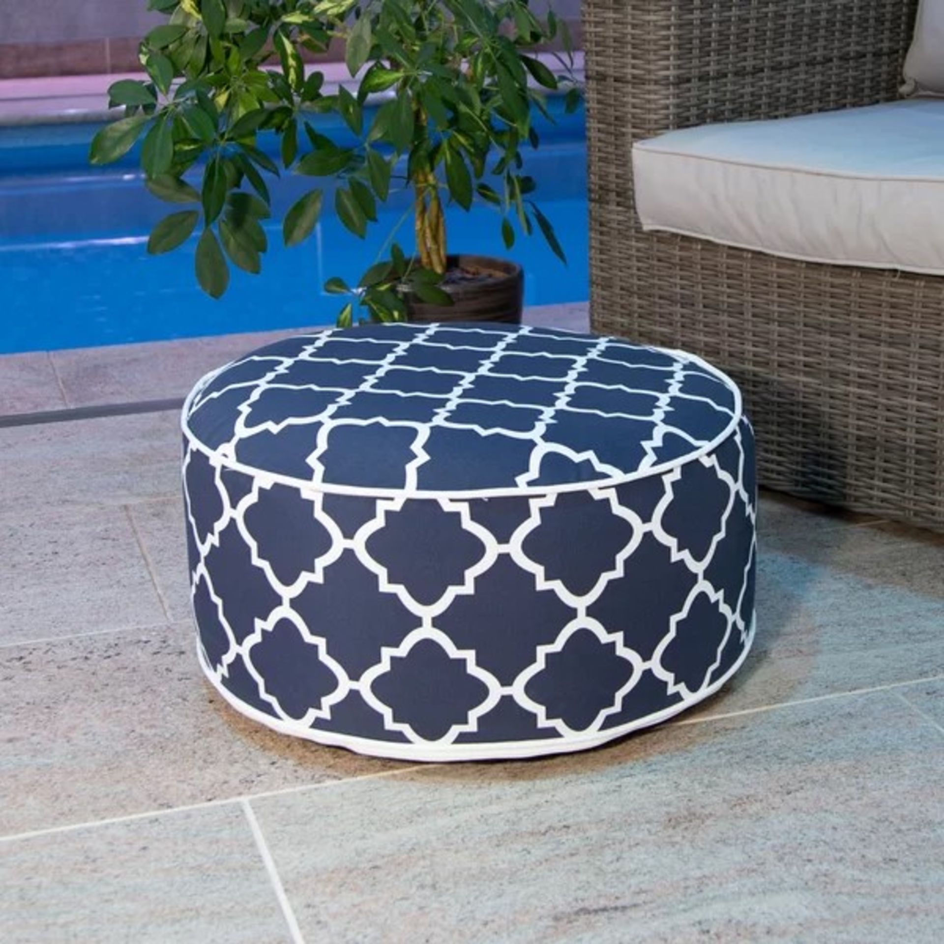 RRP £28.99 - Leigha Stool - This contemporary navy blue inflatable footstool can make for a great