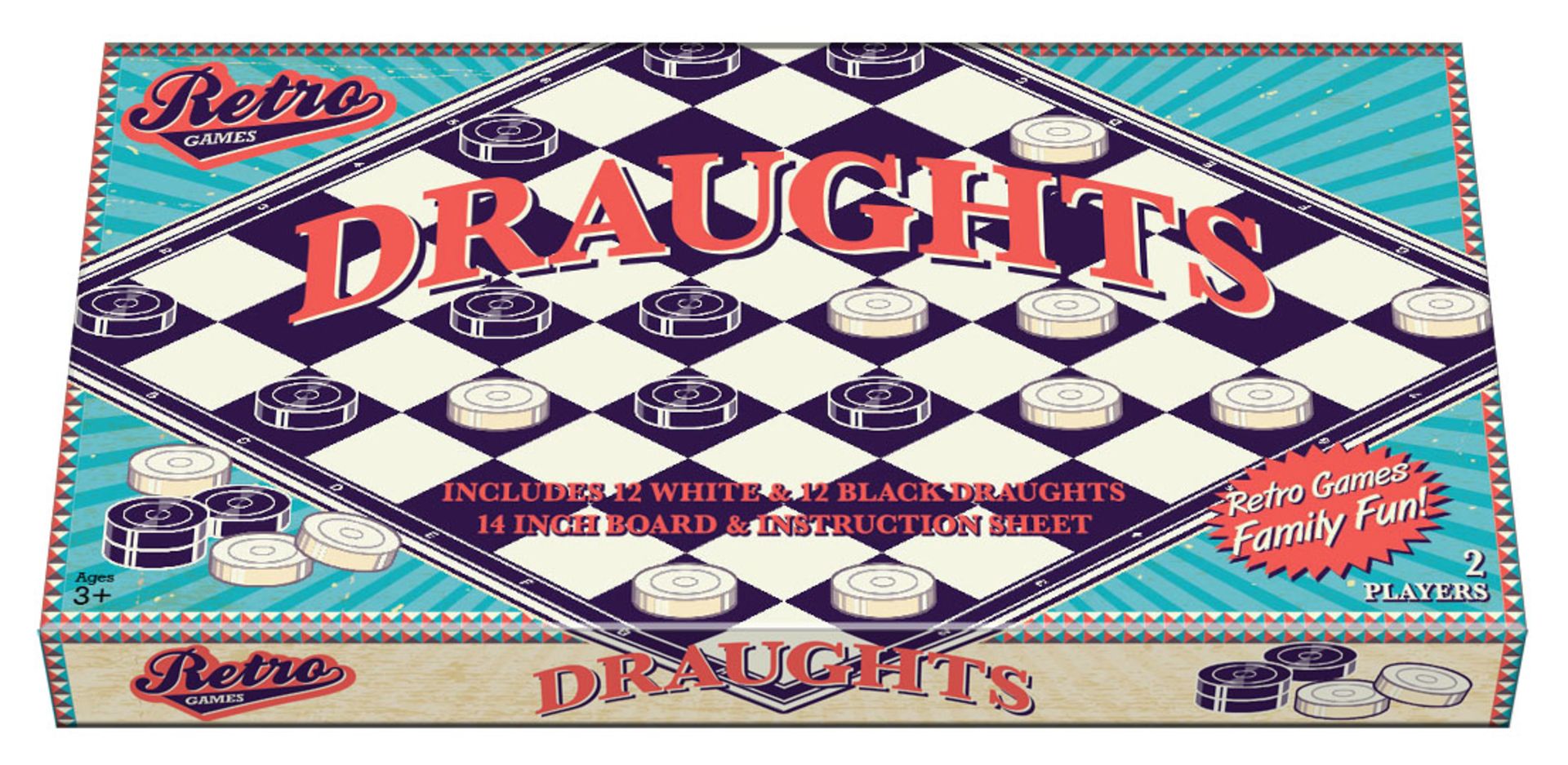 New Retro Games Draughts Set 14inch Board
