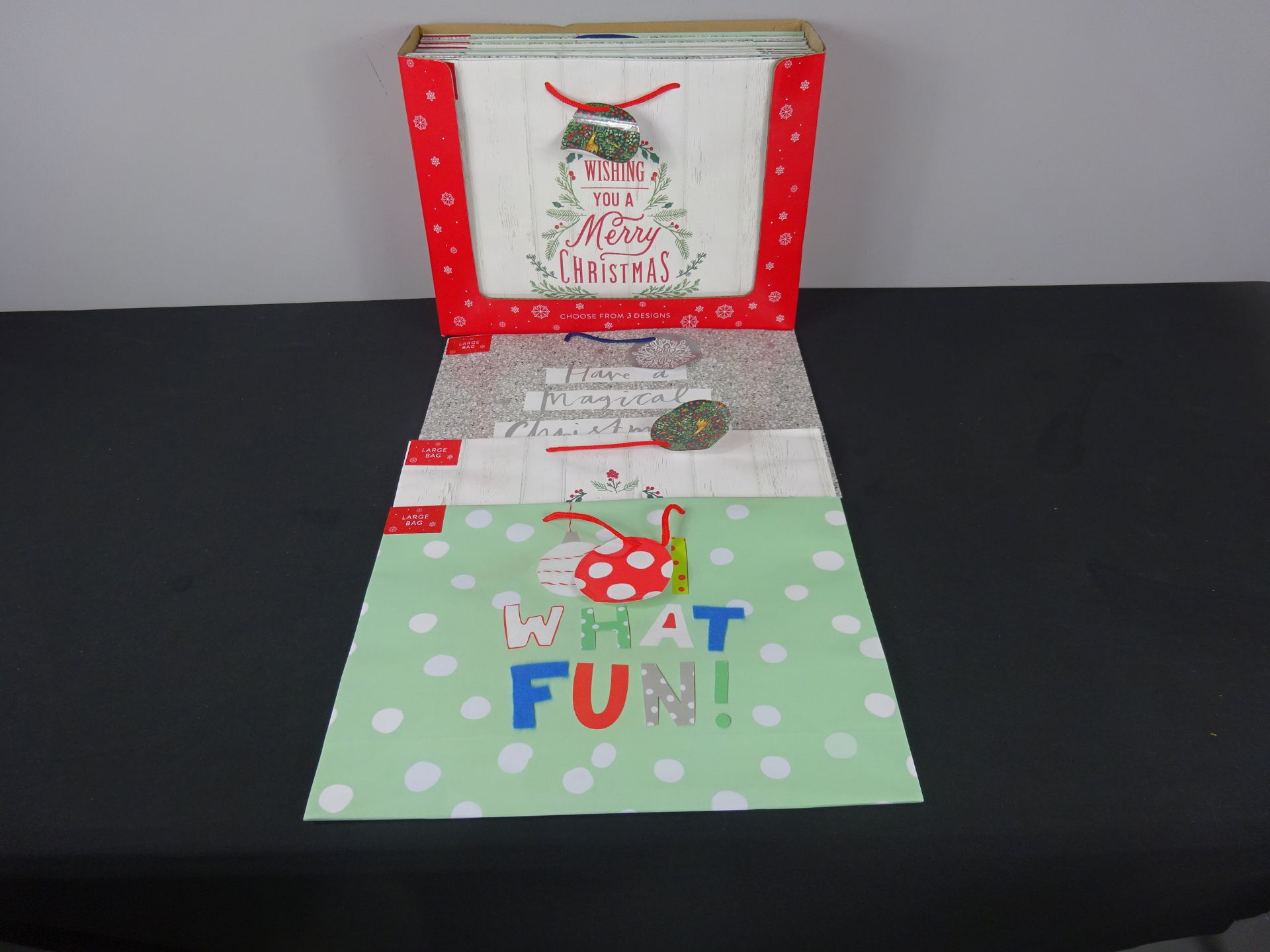 x24 Large 40 x 30cm Christmas Bags In Display Box - 3 Different Designs