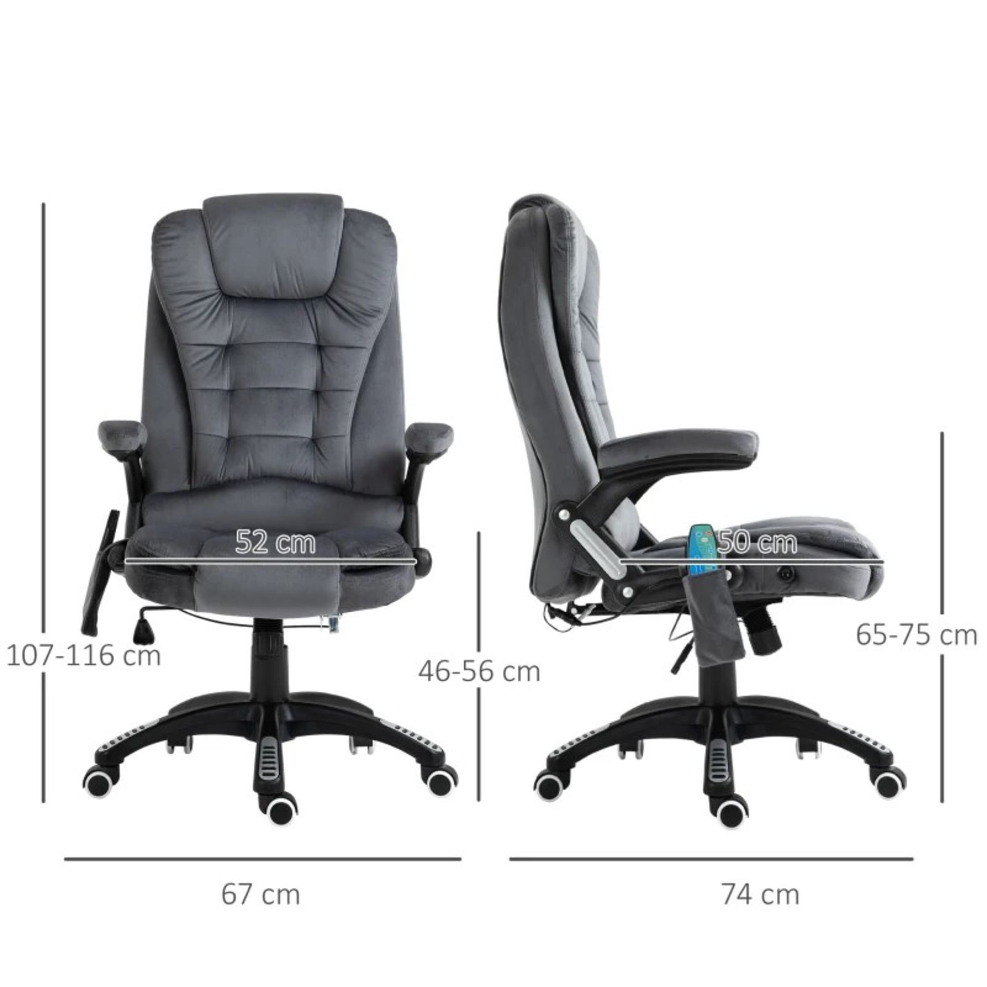RRP £185.99 - Massage Office Chair Recliner Ergonomic Gaming Heated Home Office Padded Velvet-Feel - Image 2 of 5
