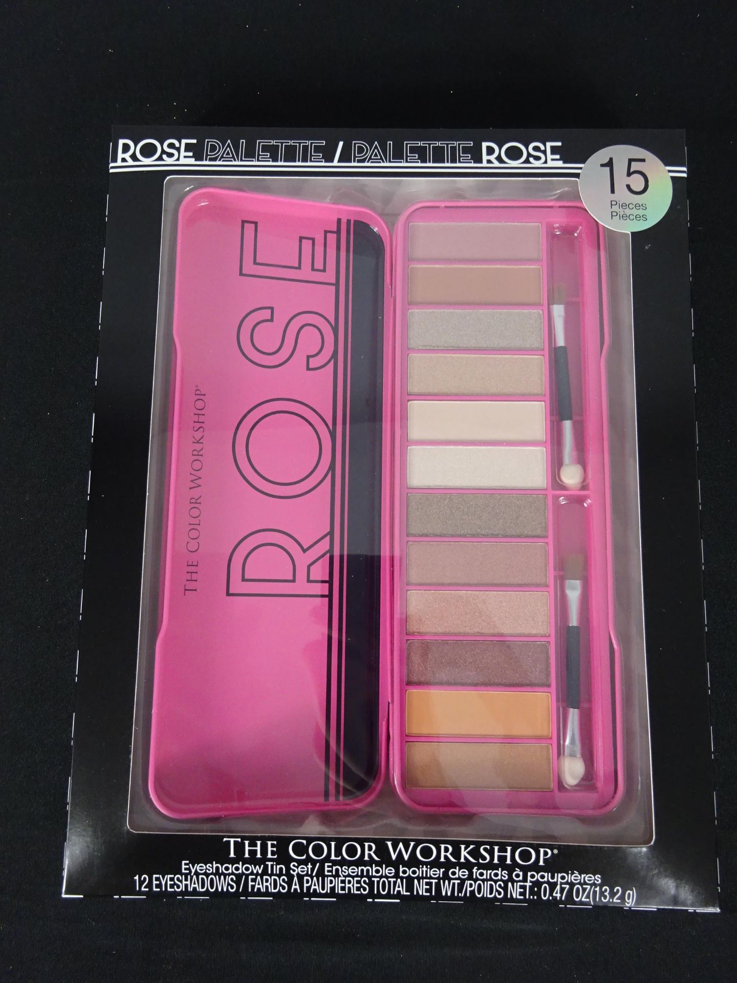 New 15pc The Colour Workshop Rose 12 Eyeshadow Set With Brushes